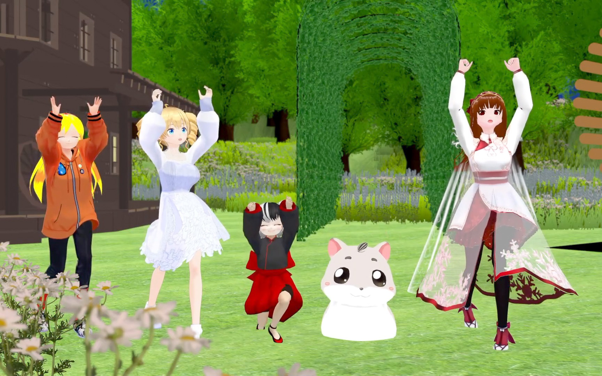 VRコミュニティのインフルエンサーが、さまざまなワールドで「ハンドルぐるぐる体操」を実演する動画も公開されている