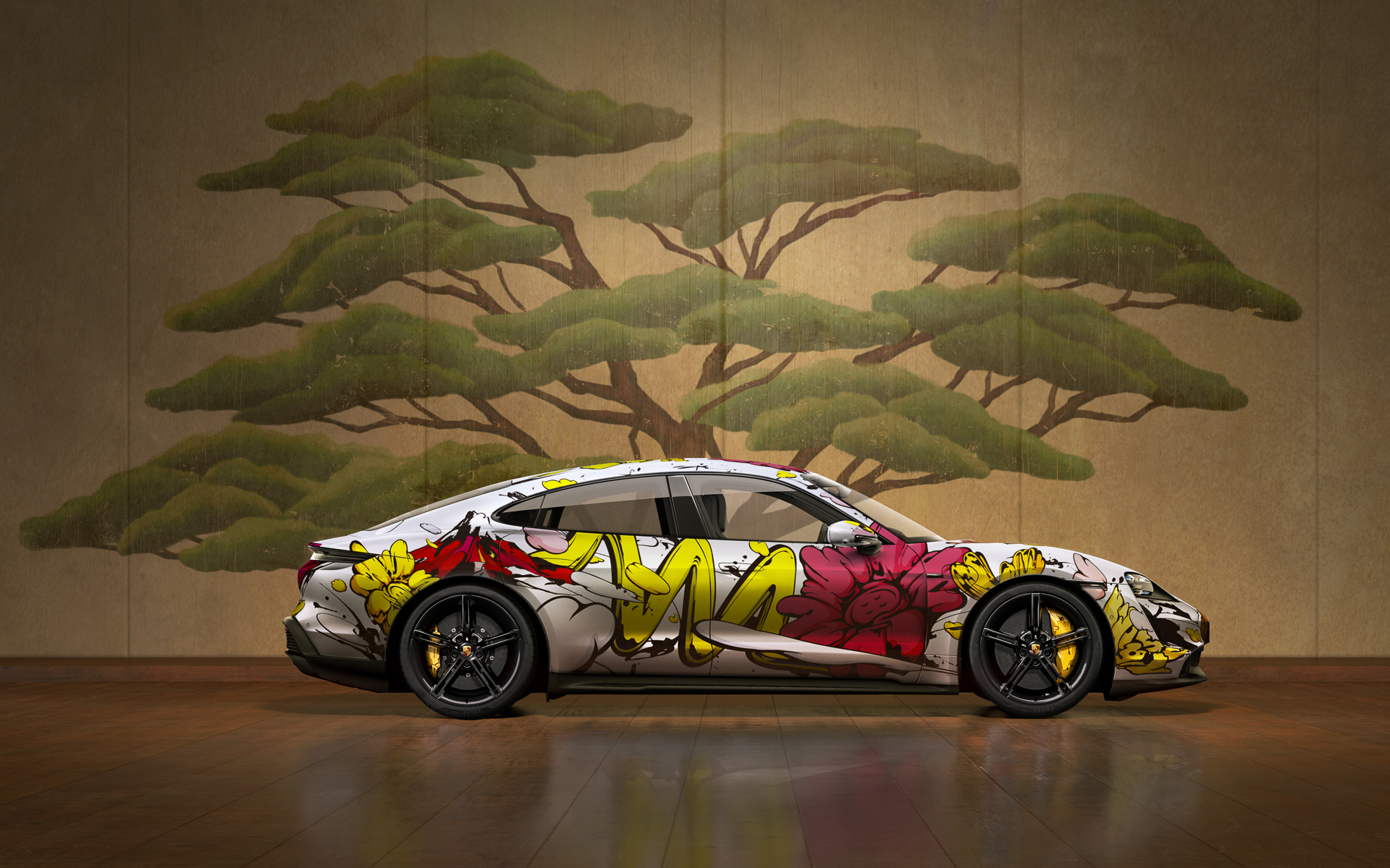 SHUN SUDO氏のアートが描かれる「タイカン」