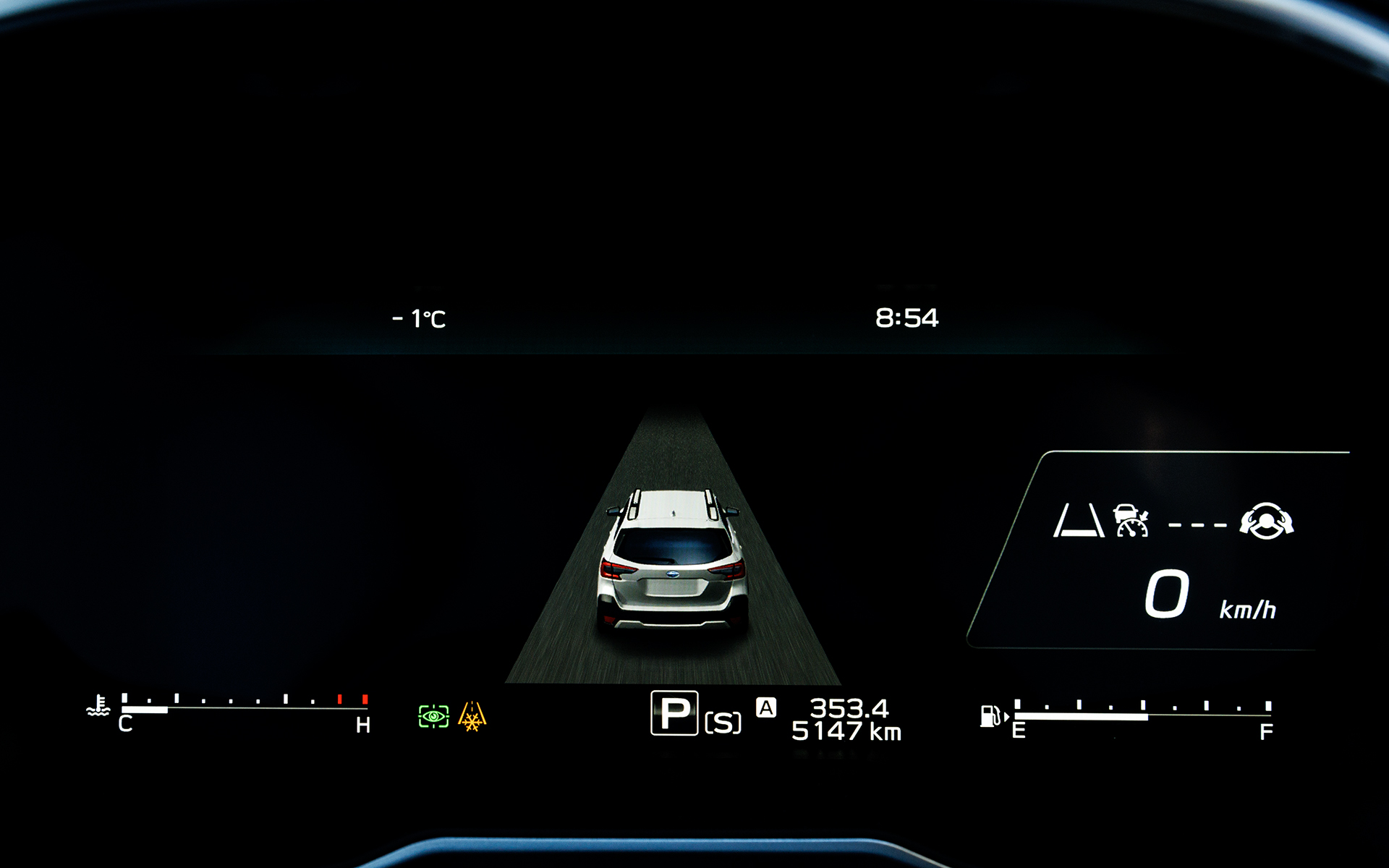 12.3インチフル液晶メーターの表示パターン。こちらはレガシィ アウトバック全グレード標準装備