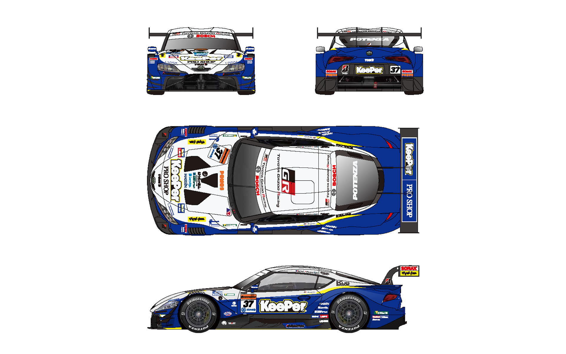 37号車「Keeper TOM'S GR Supra」のカラーリング