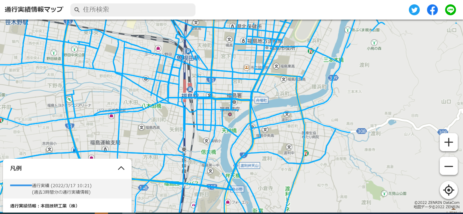 通行実績情報マップのイメージ