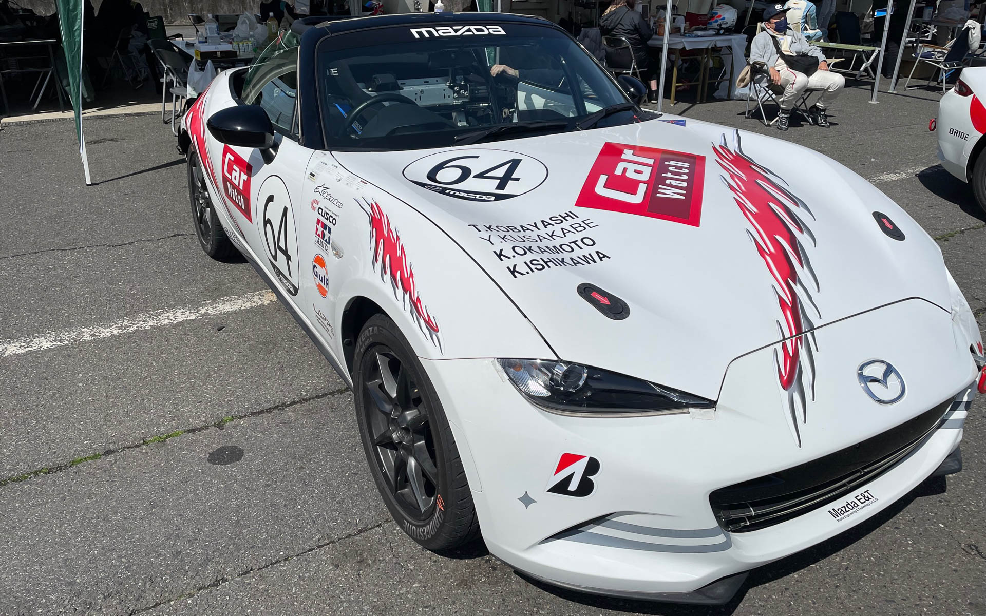 パドックのCar Watchロードスター。傷つけずに返せてよかったです