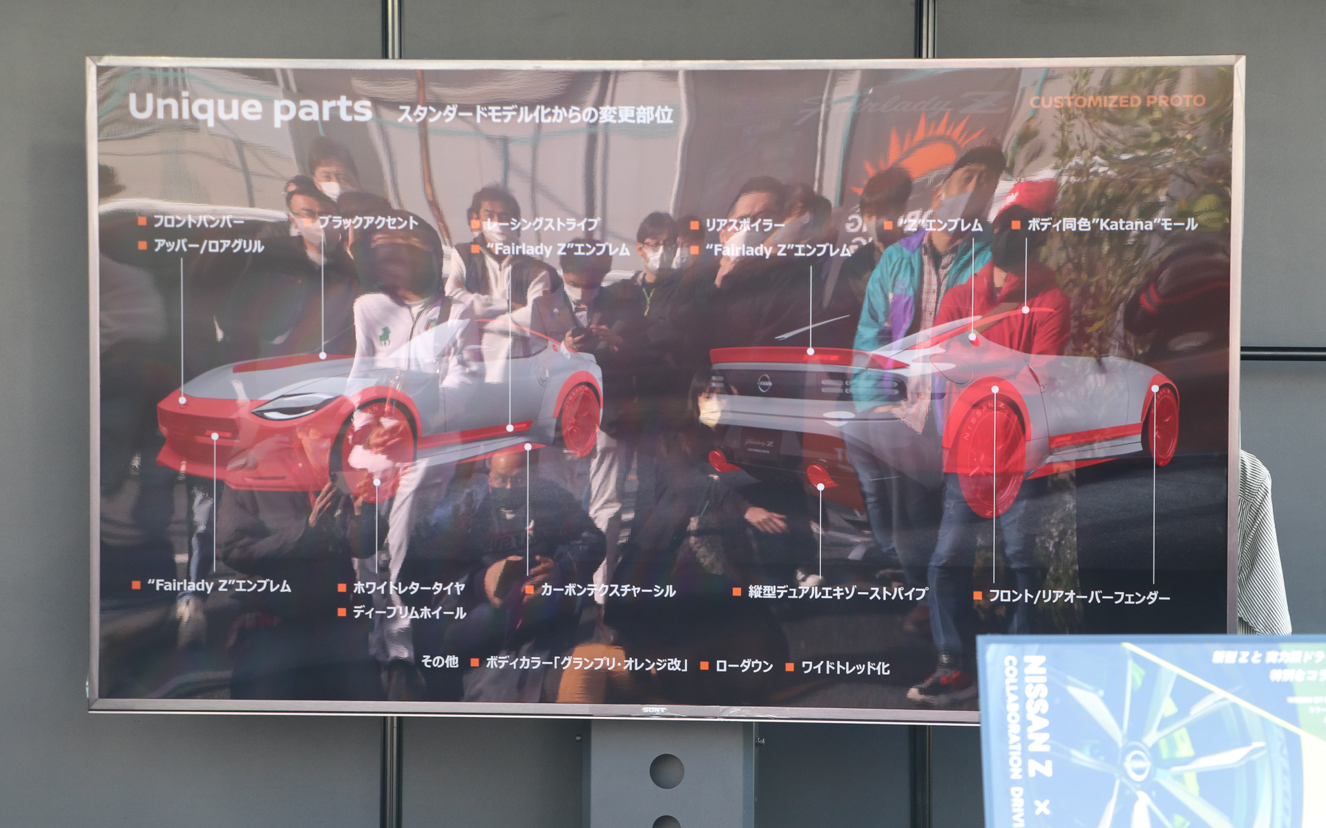 フェアレディZ カスタマイズドプロトの標準モデルからの変更部位