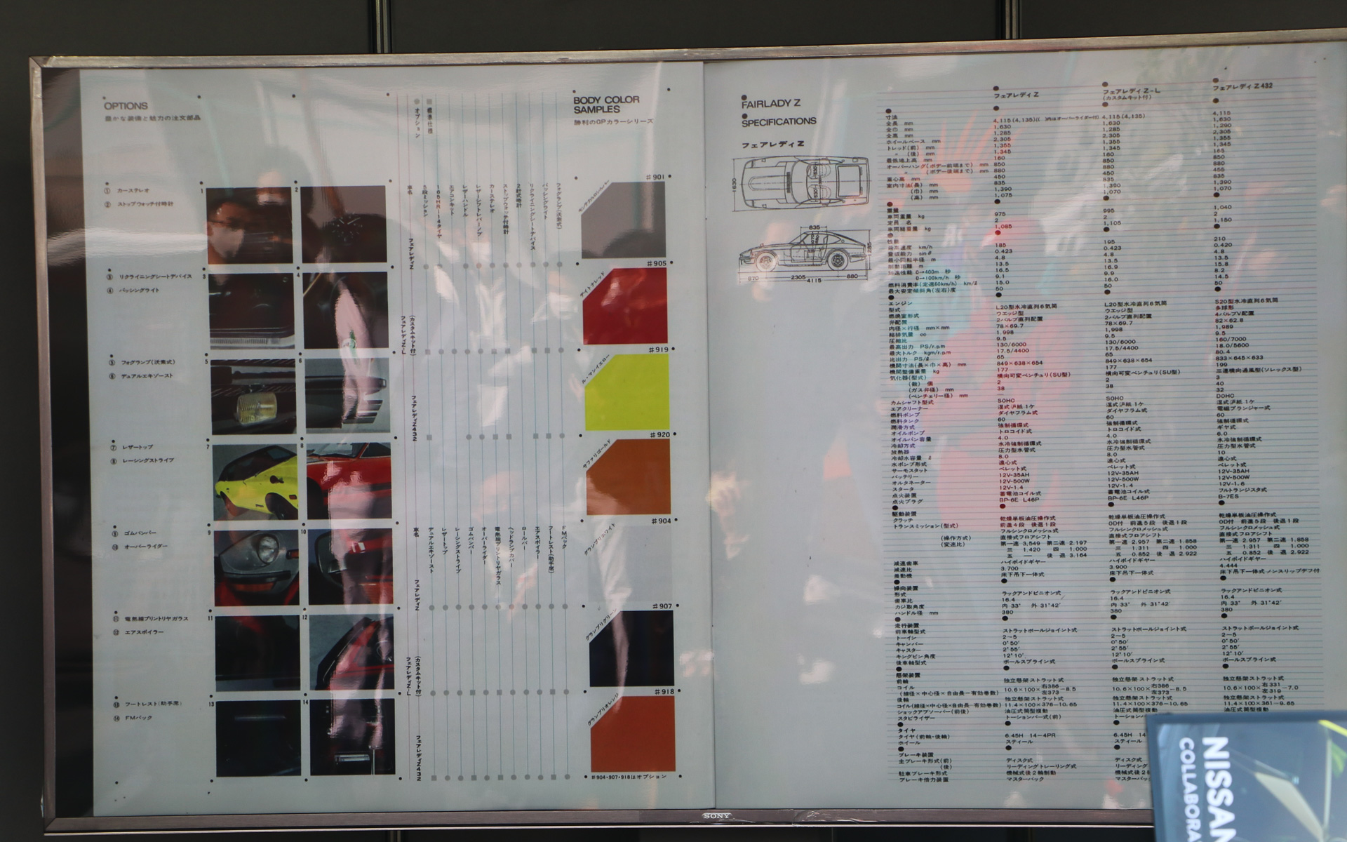 フェアレディZ（S30型）のカラーバリエーションを掲載している当時のカタログ