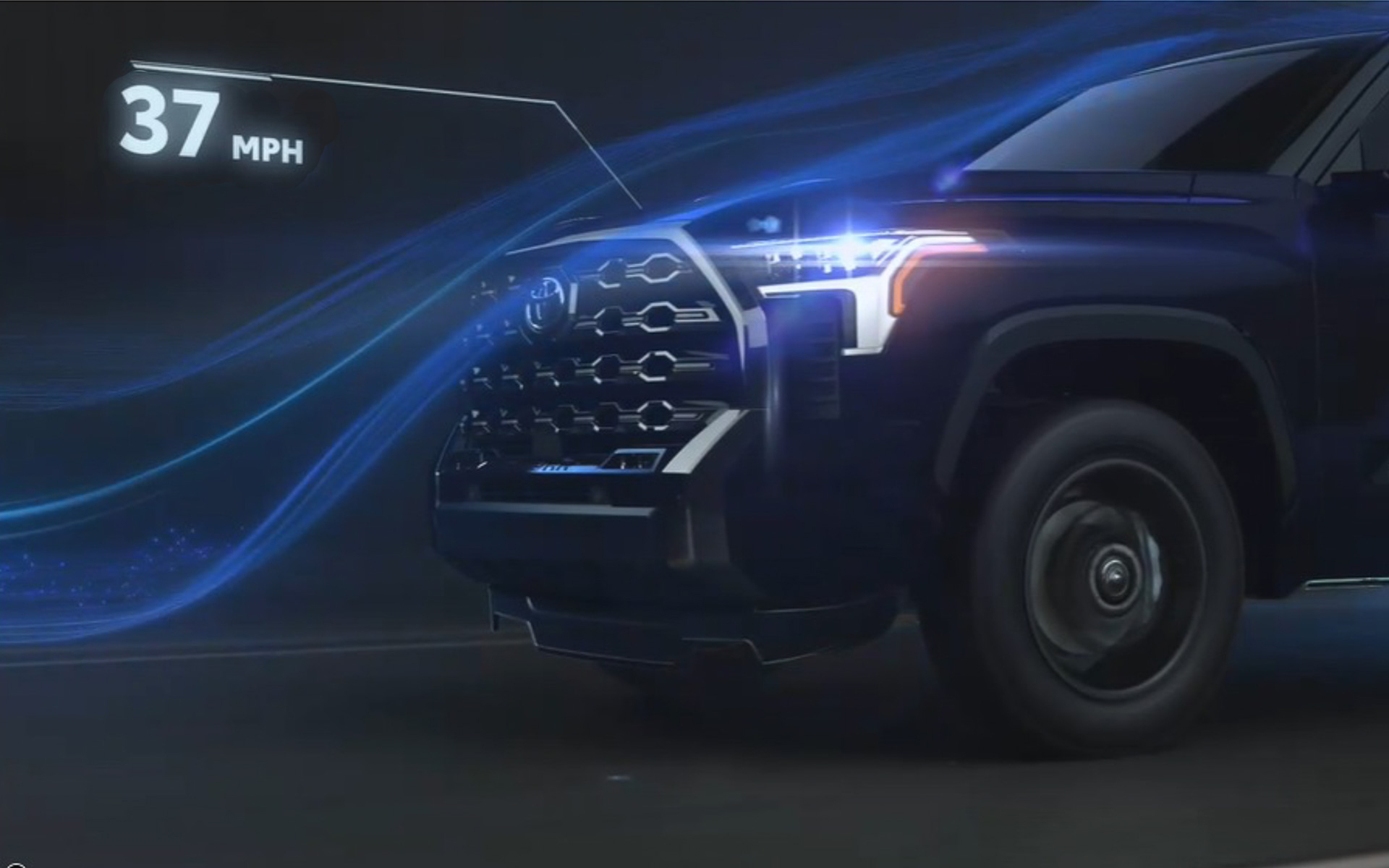 アクティブフロントスポイラーは、約60km/h以上で自動的に展開する