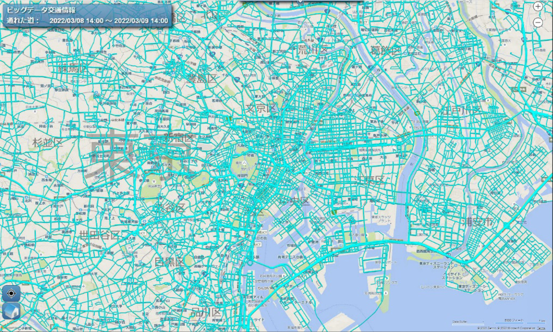 「通れた道マップ」のイメージ。通行実績を把握することができる