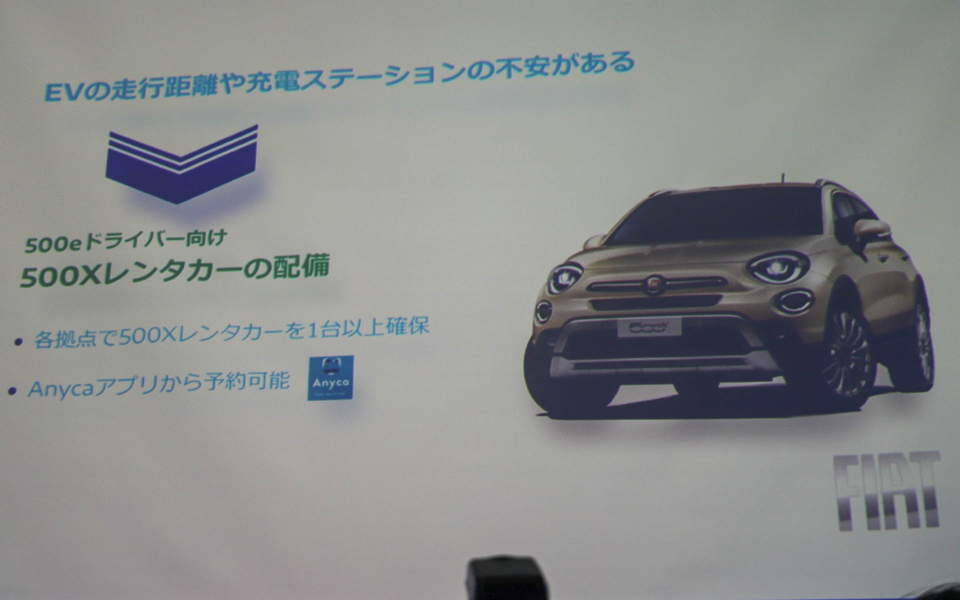 500eオーナーに対して500Xのレンタカーを借りられるサービスを実施