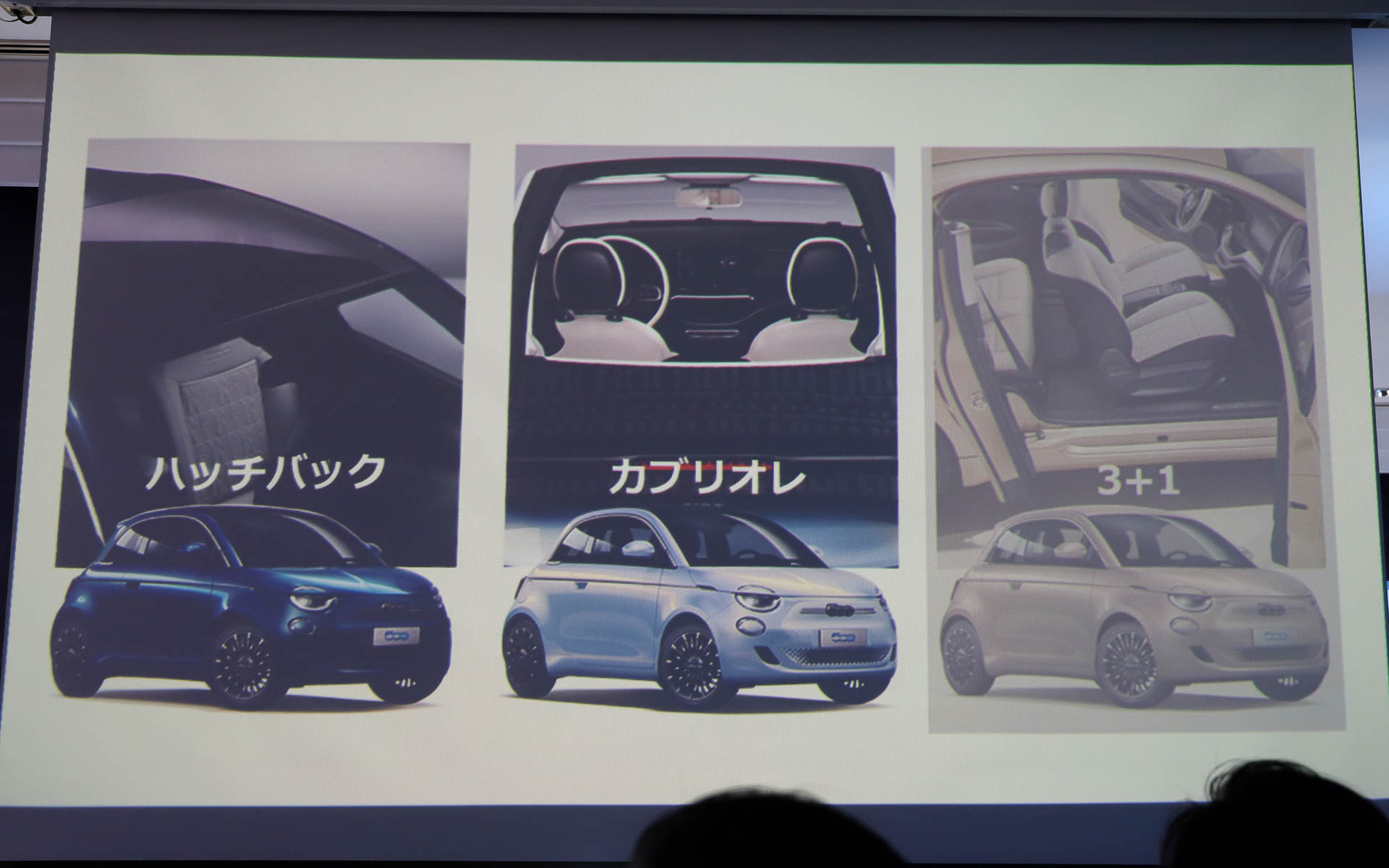 500eのボディタイプ。欧州ではドアが観音開きになる3＋1というタイプもあるが、日本には導入されない