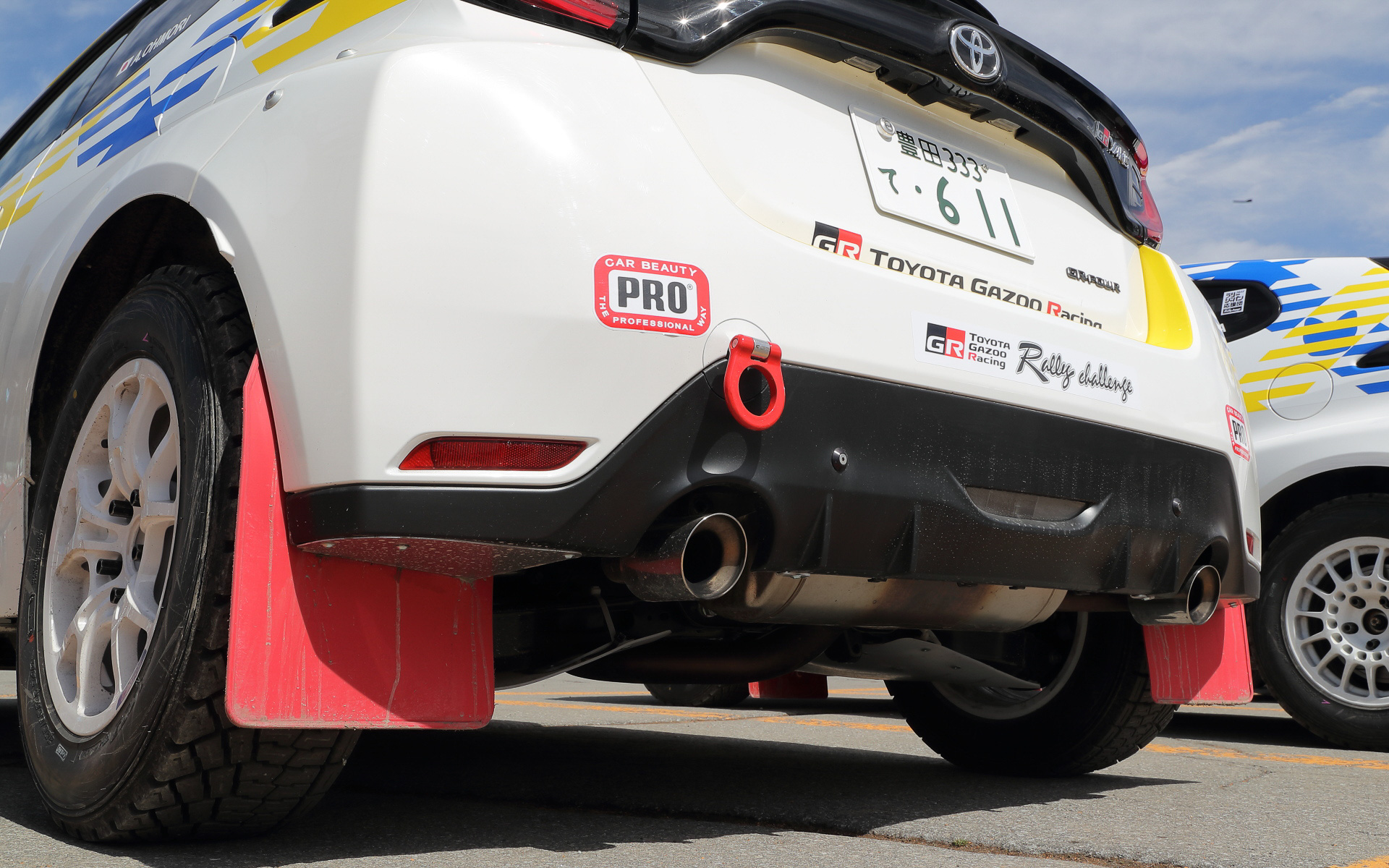 カーボンニュートラル燃料を使用したGRヤリスの排気管。とくに違いはない