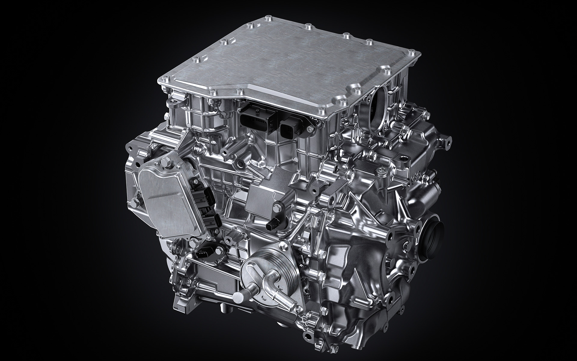 モーター、トランスアクスル、インバーターを一体化したコンパクトな構造の「eAxle」を新たに開発。フロントのeAxleは前後方向に短いシステム配置を採用