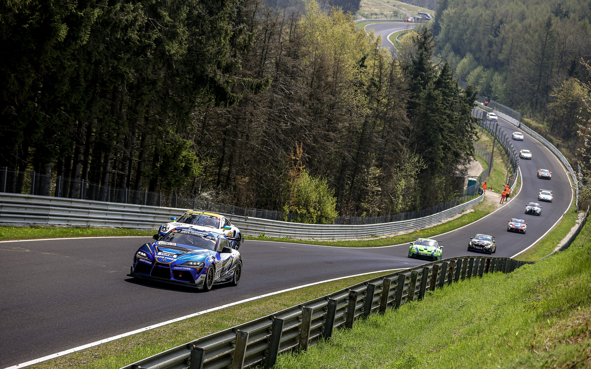 TOYO TIRES with Ring Racingのトヨタ GRスープラ GT4は、予選をトップタイムで通過、決勝ではトップを独走してクラス優勝を果たした