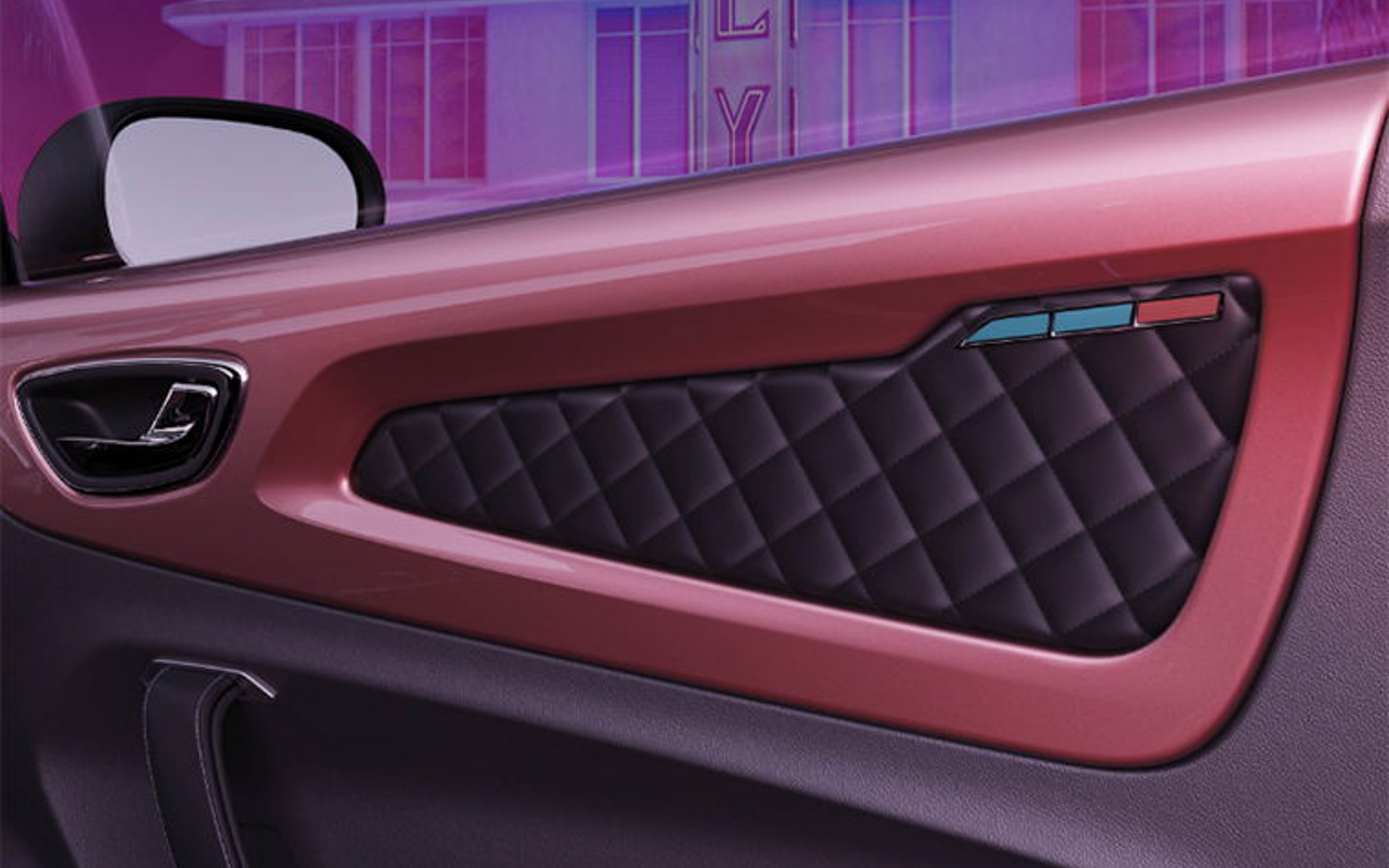 インテリアにも「ブルー・アジュール」と「ローズ・ブルイエール」があしらわれる