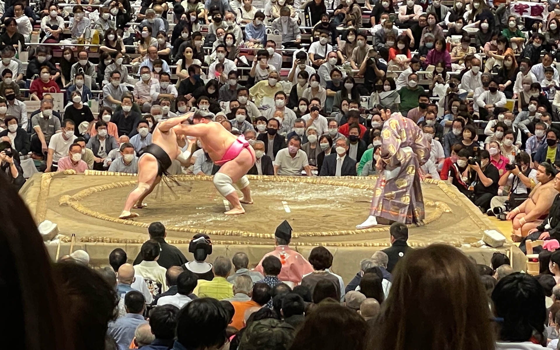 力の入った熱戦が続き、まったく目を離すことができません。そして土俵ではちょうどいい間合いで相撲が進みます