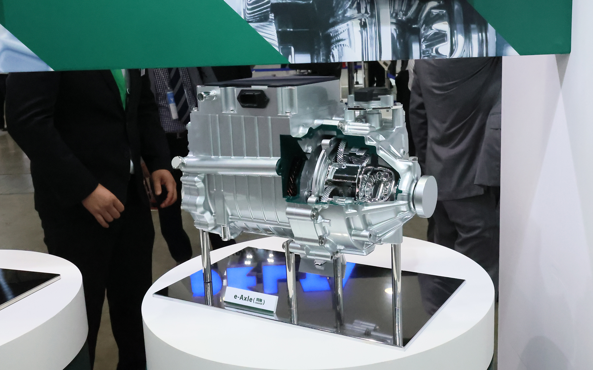 1軸タイプのe-Axle。ギヤについてはエンジンからの入力パターンとは変わったが、入力に対してどのような設計をすればいいかはこれまでのトランスミッション作りのノウハウを生かして対応している