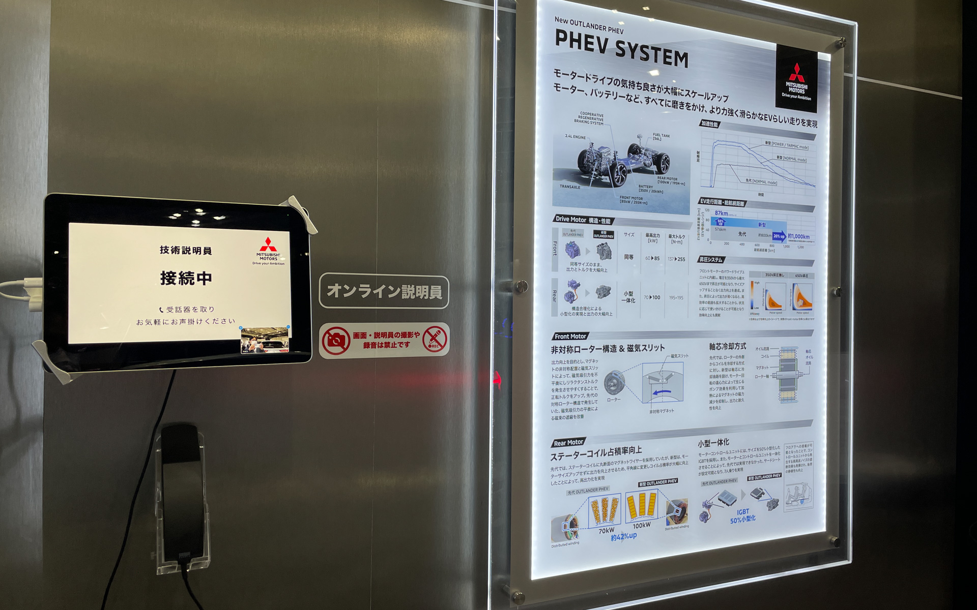 タブレット端末と受話器が用意されて、オンライン説明員が待機するという新しい取り組みも