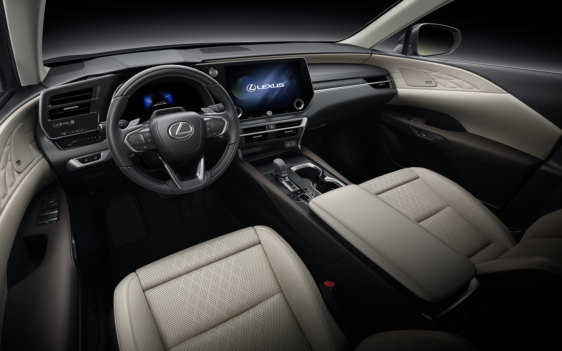 メーターフードからドアトリムまでおおらかにつながる造形を採用