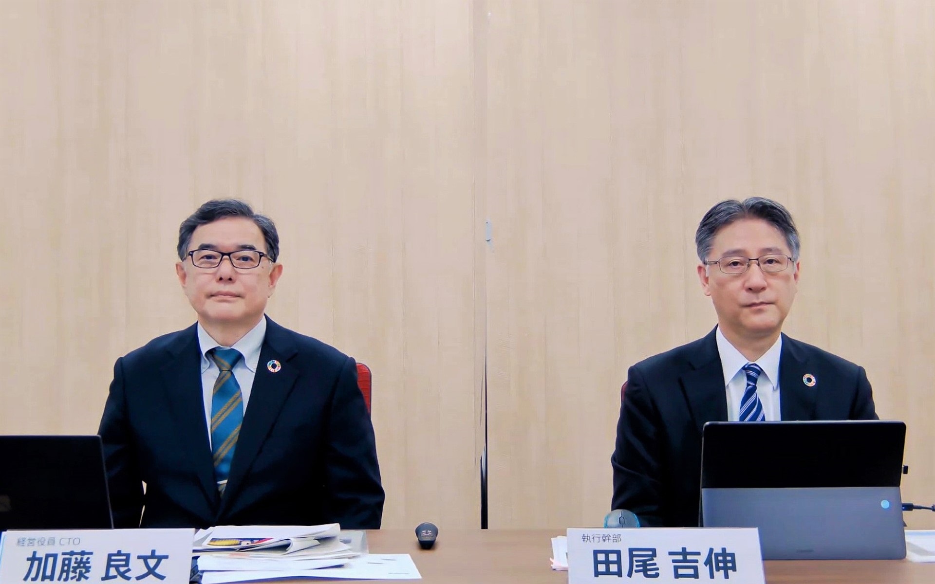 デンソーが半導体戦略説明会を実施し、半導体業界の動向やデンソーの今後の取り組みなどが語られた。左から株式会社デンソー 経営役員CTO 加藤良文氏、同執行幹部 田尾吉伸氏
