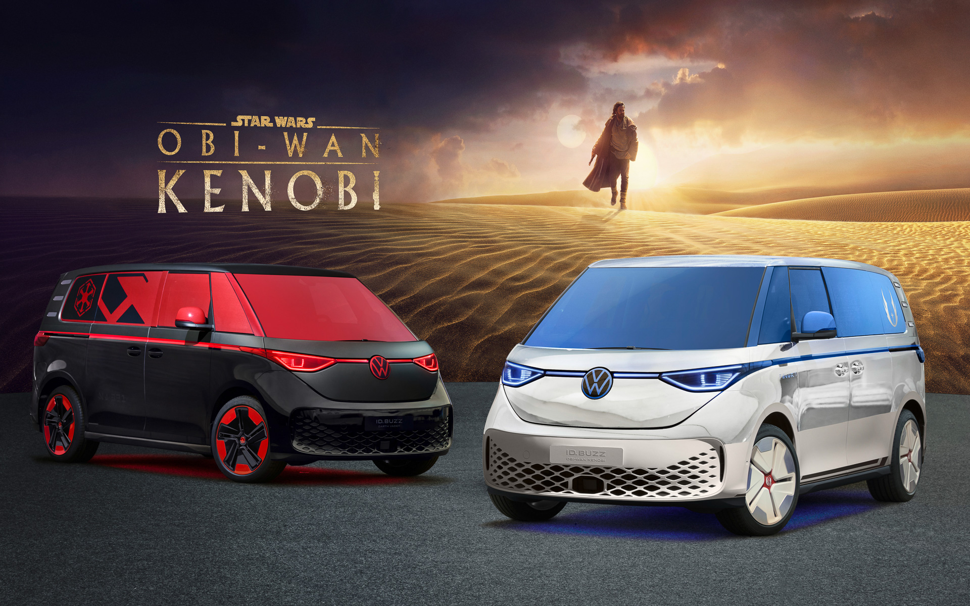 フォルクスワーゲンが「オビ＝ワン・ケノービ」とのコラボで、ライトサイドとダークサイドの2台の「ID. Buzz」を製作した