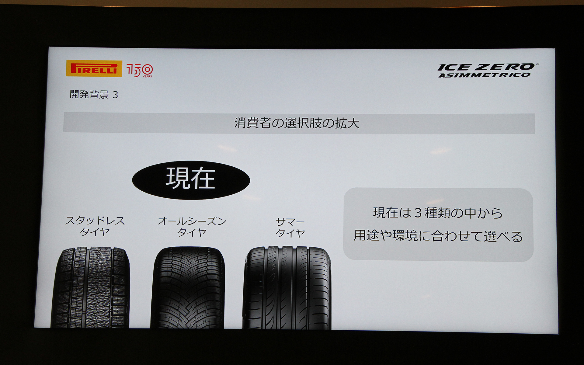 近年は用途や環境に合わせて「スタッドレスタイヤ」「サマータイヤ」「オールシーズンタイヤ」からタイヤをチョイスできる