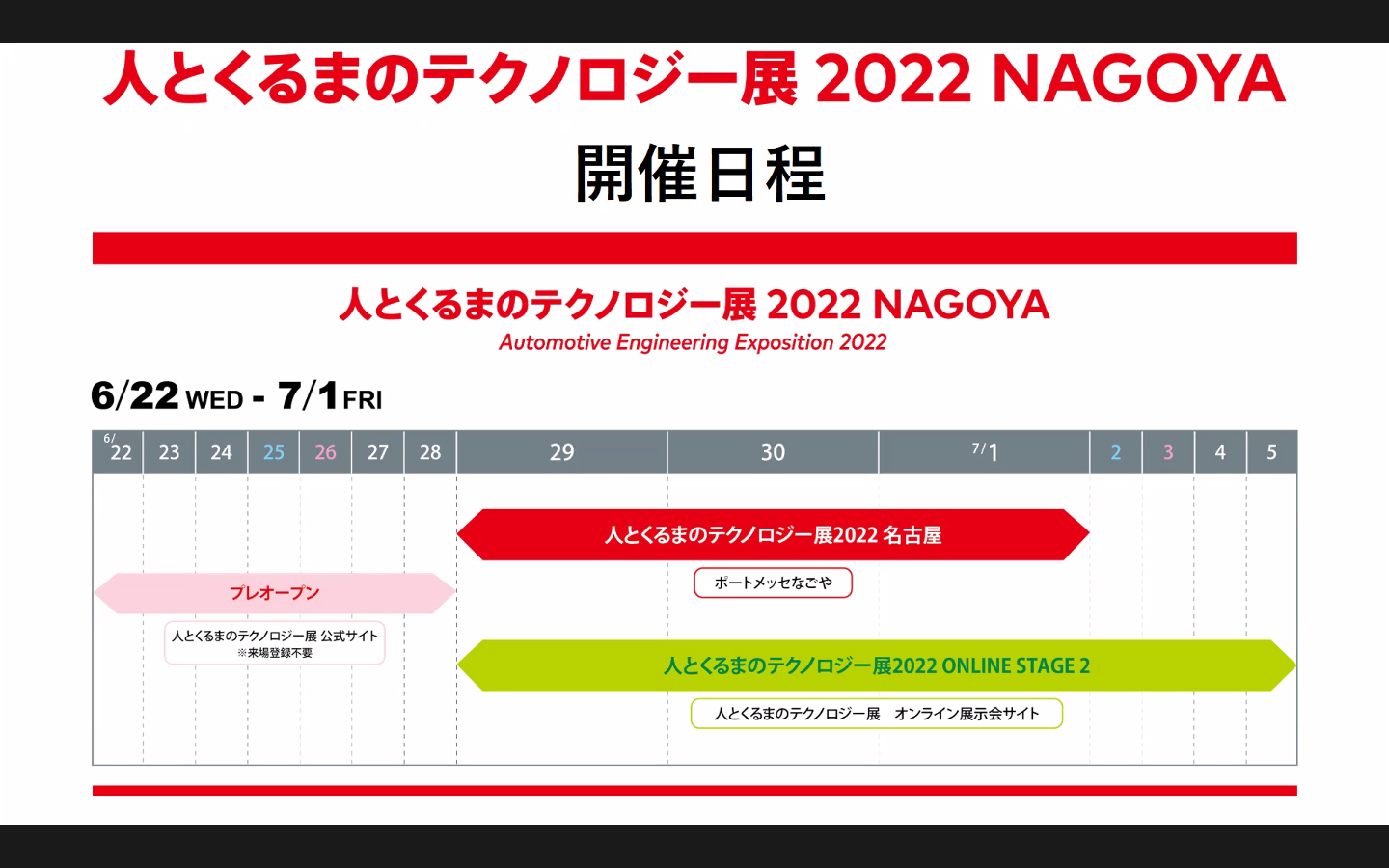 人とくるまのテクノロジー展2022 NAGOYAの開催日程