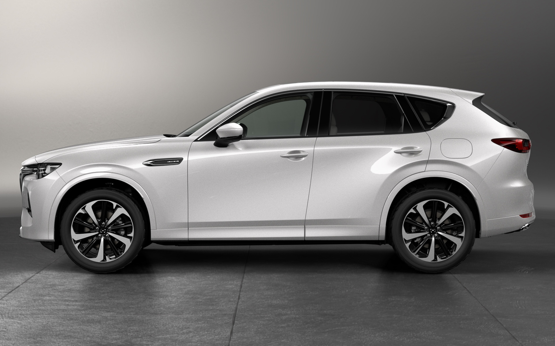 CX-60 XD-HYBRID Premium Modern。第三の匠塗カラーとなる禅の世界の「無」から着想した「ロジウムホワイトプレミアムメタリック」を初採用