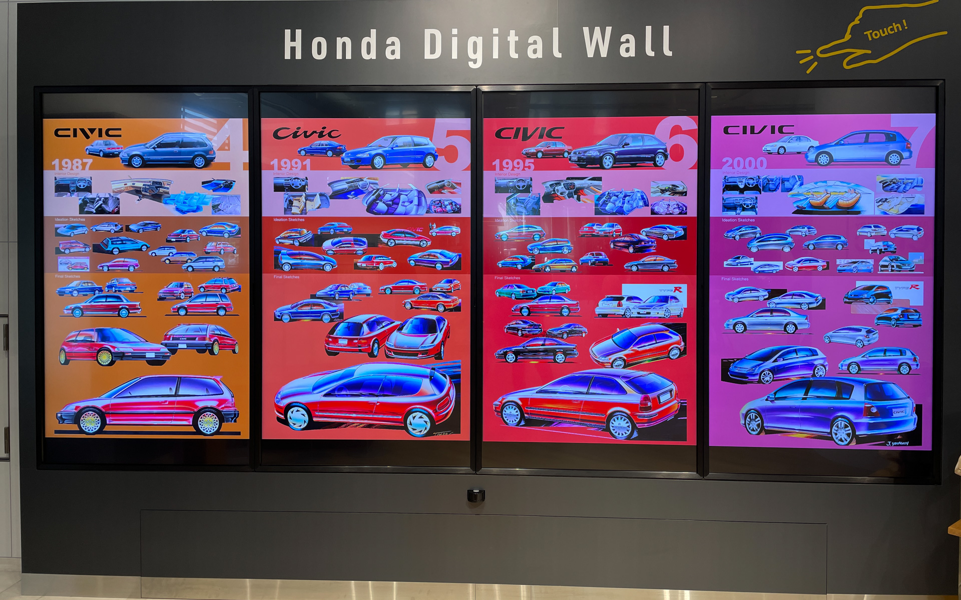 歴代シビックのデザインスケッチ