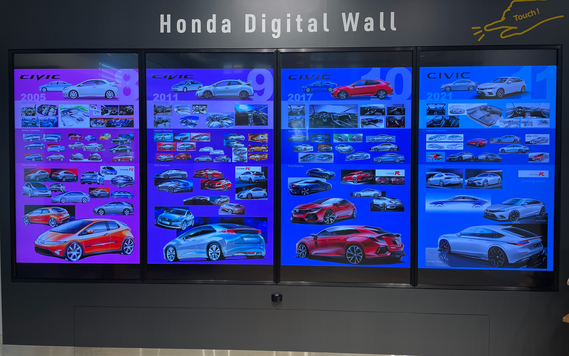 歴代シビックのデザインスケッチ