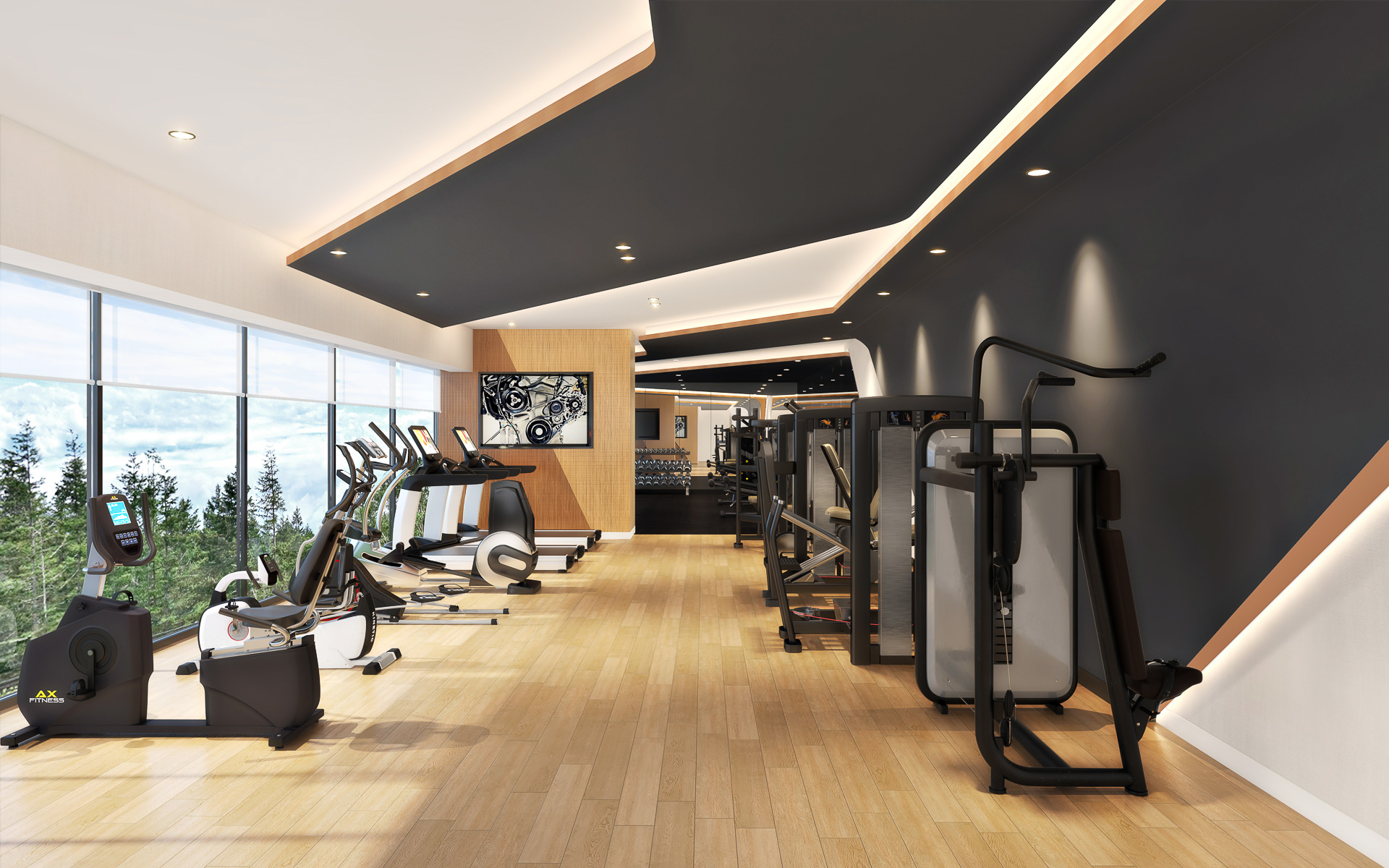 いろいろな機器を取りそろえたジム