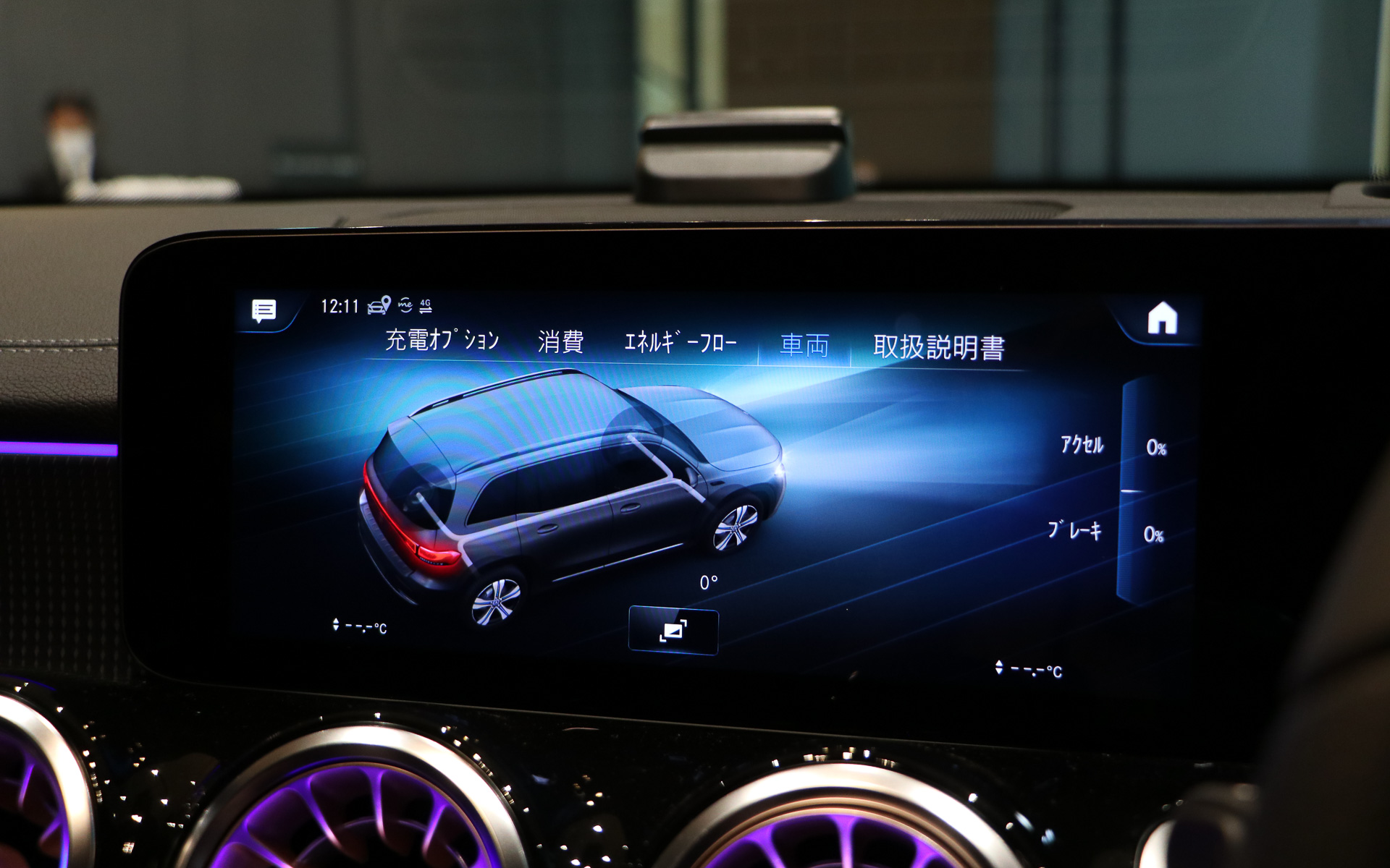 アクセル開度やブレーキ踏量など車両状態を表示