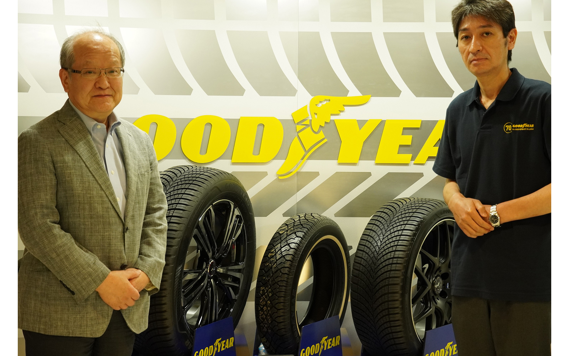 日本グッドイヤー株式会社 代表取締役社長の金原雄次郎氏（左）と商品企画部 部長の石田氏（右）