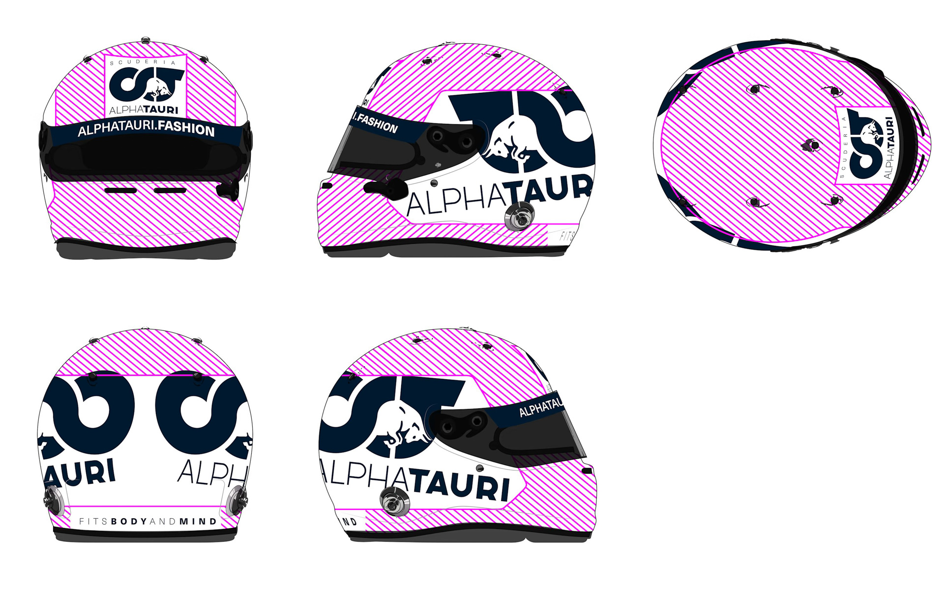 ヘルメットデザイン領域（ピンク色の部分にのみデザイン可能）© Red Bull Japan