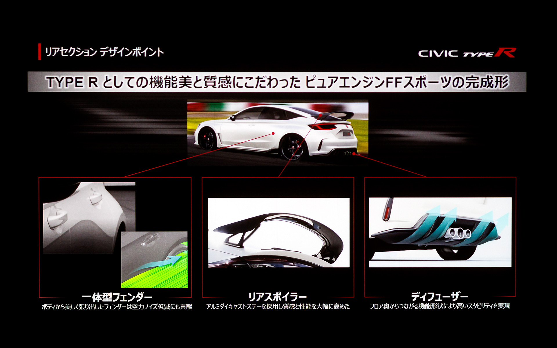 リアセクションのファイナルスケッチとデザインポイント