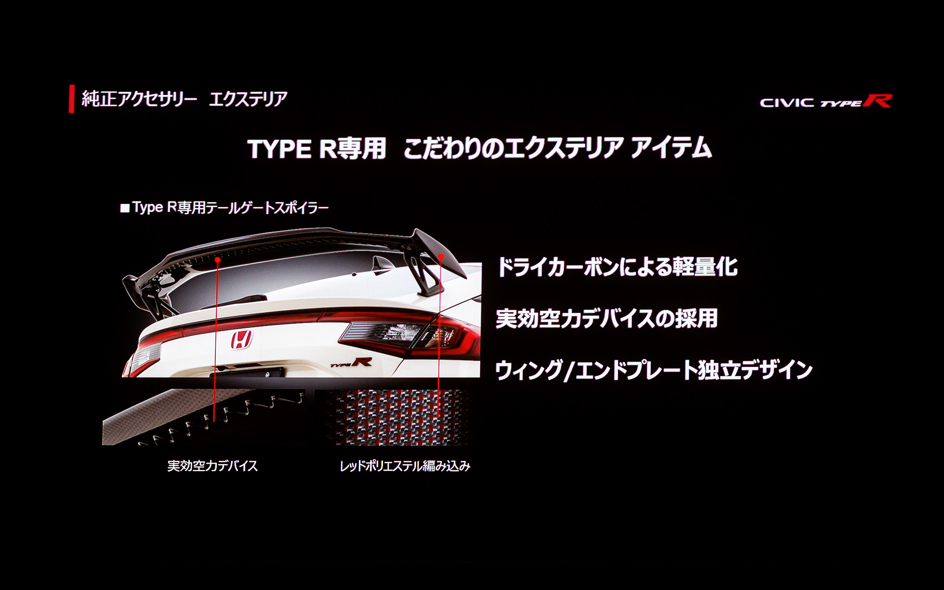 新型シビック TYPE R向けの純正アクセサリーも用意される