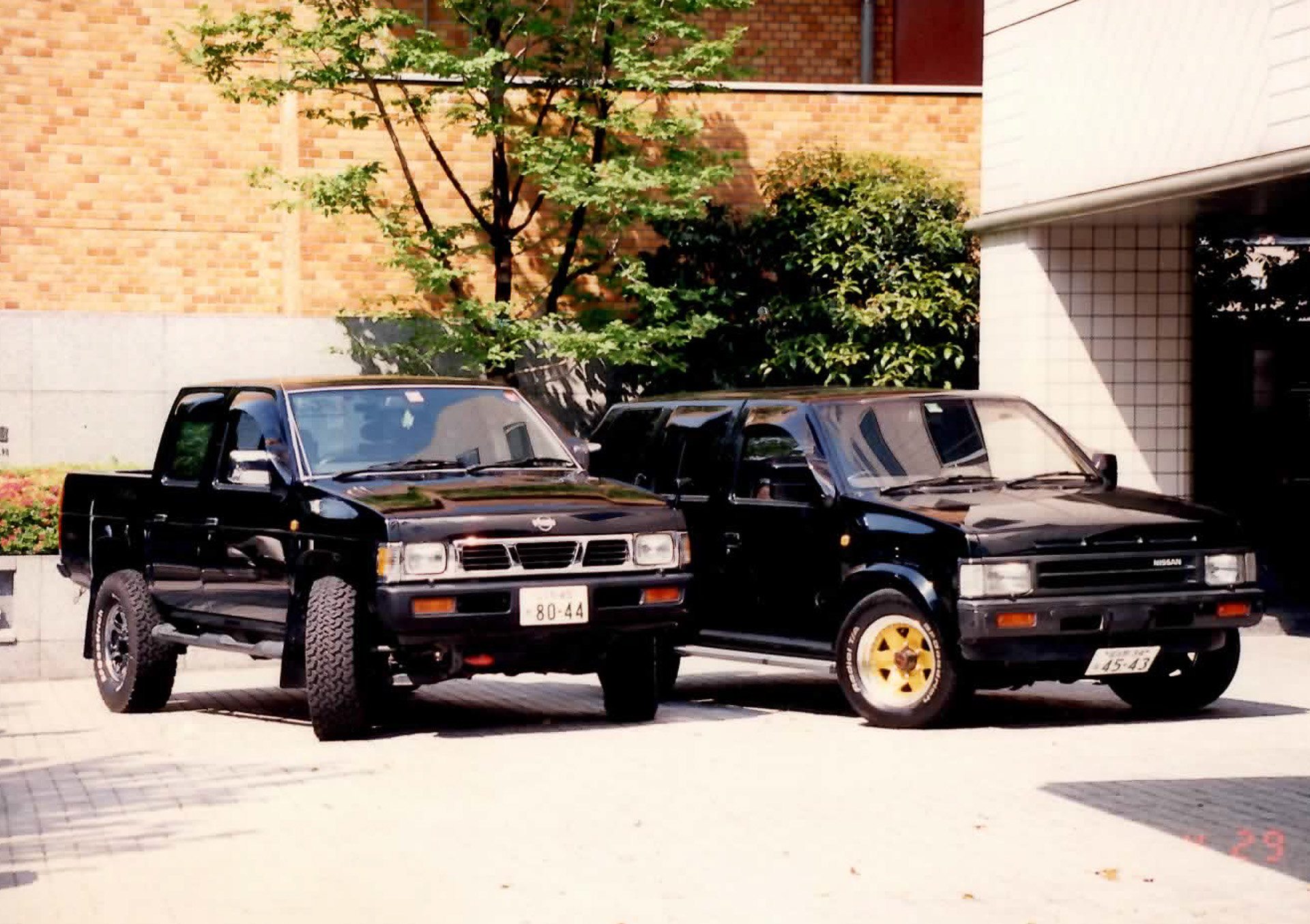 右が自分が鬼ローンで購入したテラノのローライダー仕様。左が実兄のダットサンでちょいリフトアップ仕様