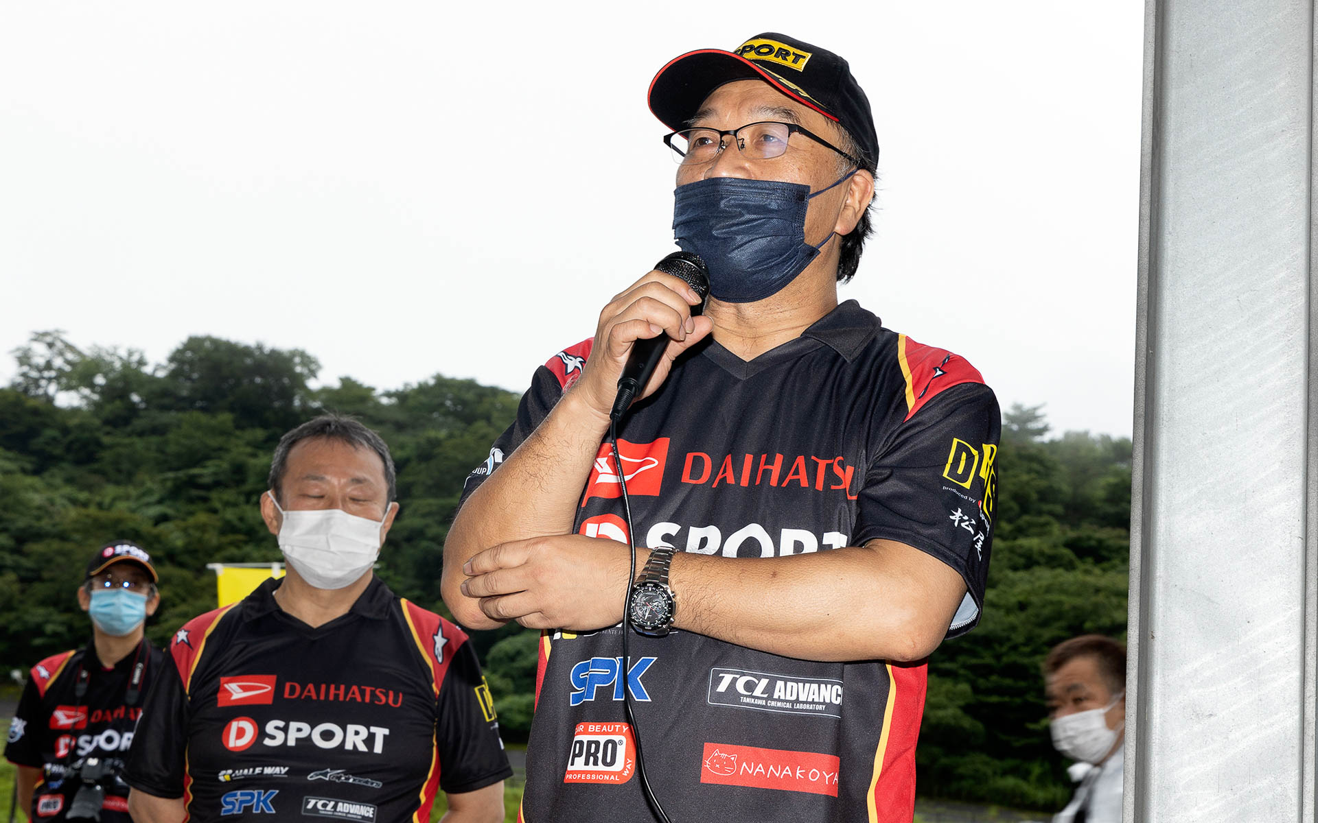 開会式であいさつをしたD-SPORTの松尾光洋氏。D-SPORTのパーツ開発からカップの運営など幅広く担当しているキーマン