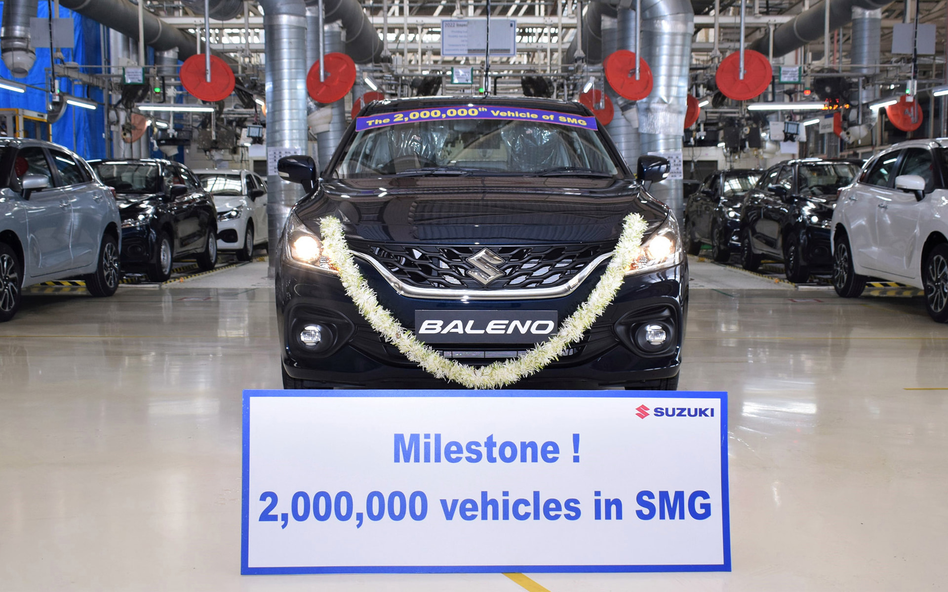 スズキのインド子会社スズキ・モーター・グジャラートの累計生産が200万台を達成。200万台目の生産車両は「バレーノ 南アフリカ仕様」