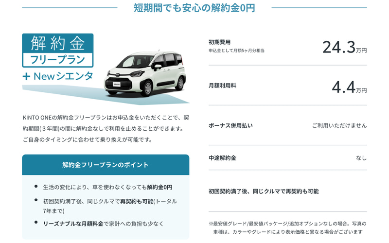 KINTO、サブスクで新型「シエンタ」の取り扱い開始 初期費用フリー