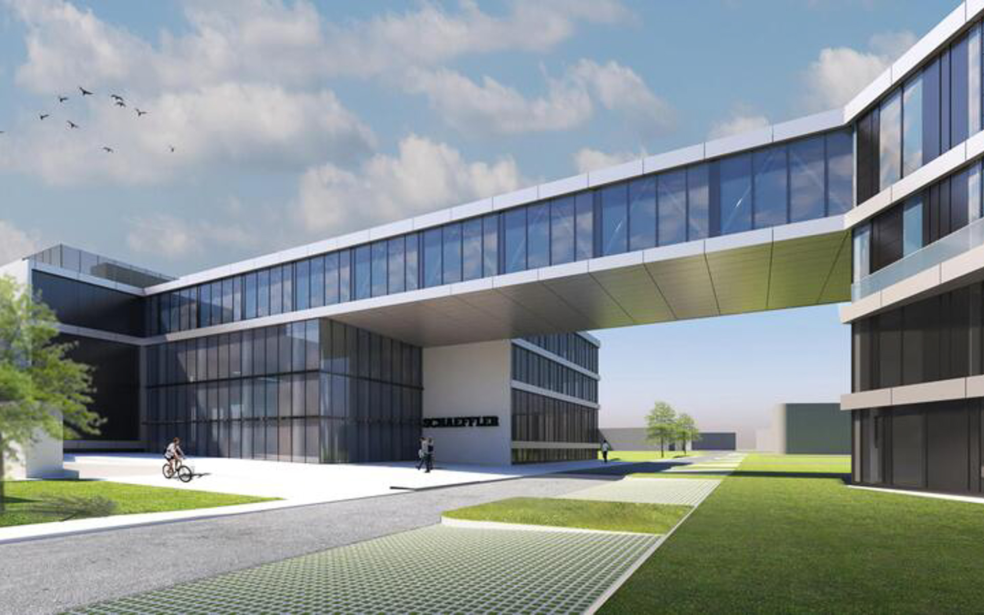 シェフラーは約5000万ユーロを投資して電動モビリティ向けの開発製造施設を拡張すると発表した（完成予想図）