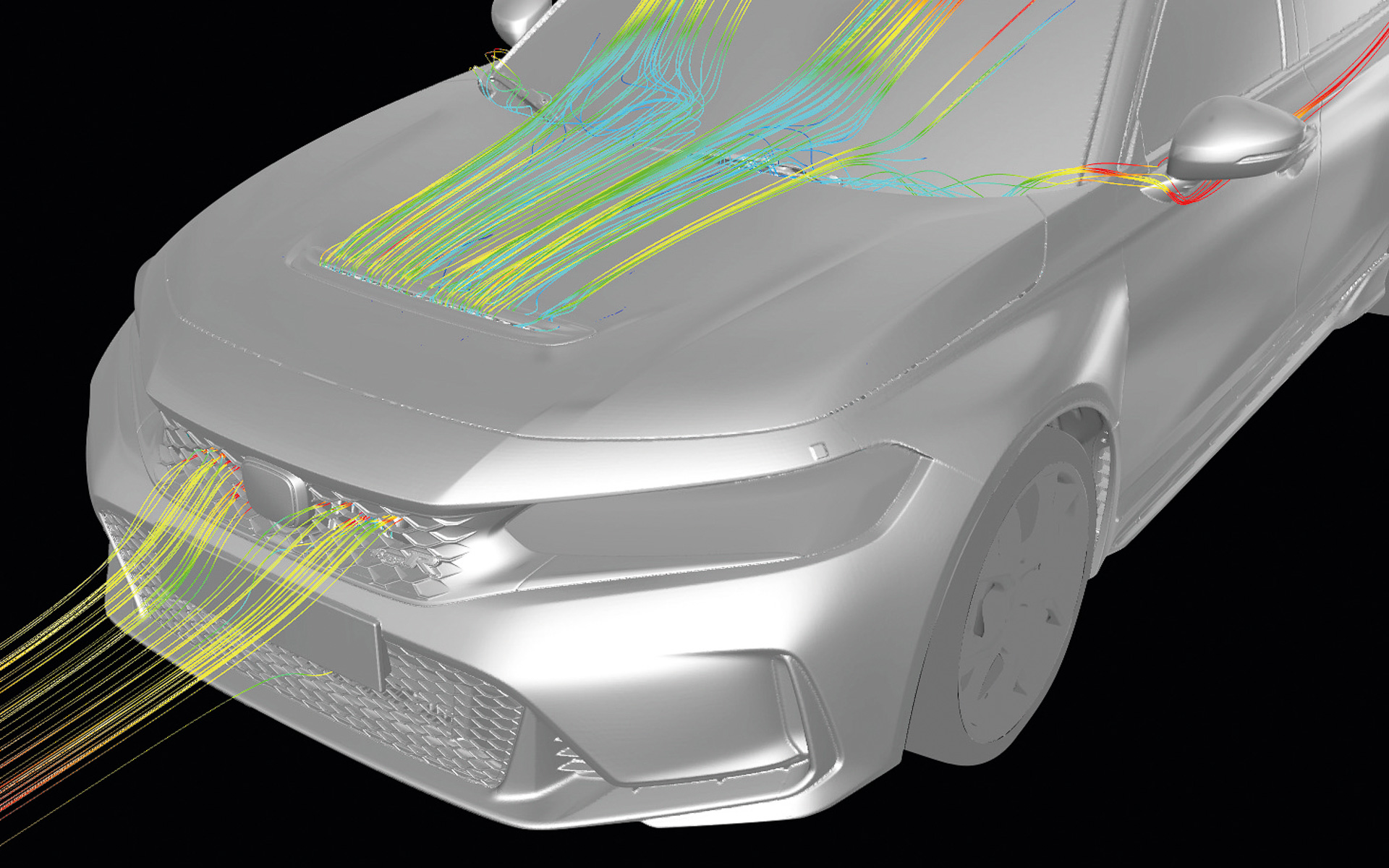 グリル開口部から取り込んだフレッシュエアは、ボンネットに設けたフードベントから排出する