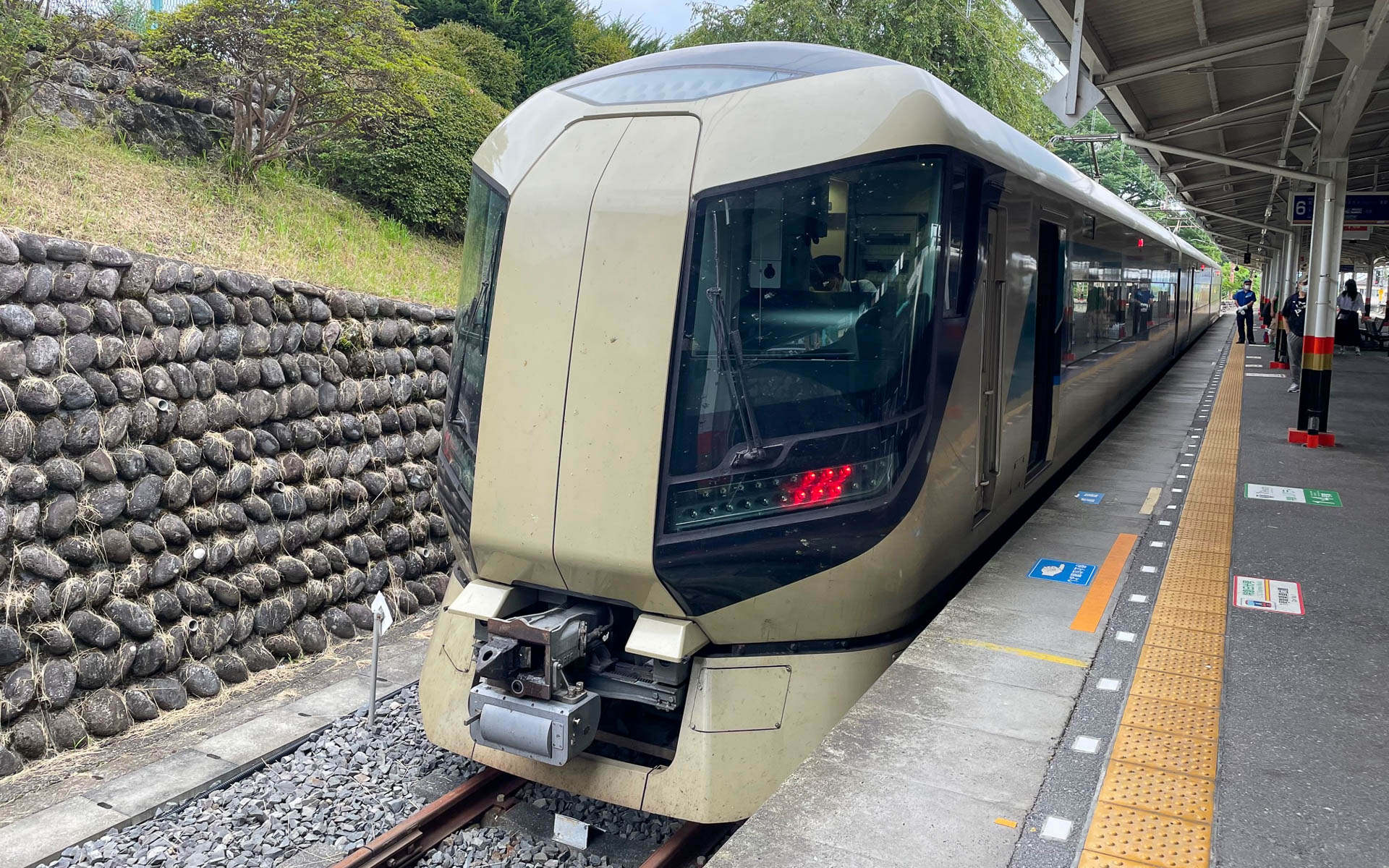 1時間半の北千住から東武日光への「リバティけごん」。終点の東武日光駅で。この顔、ユニークで何かに似ている