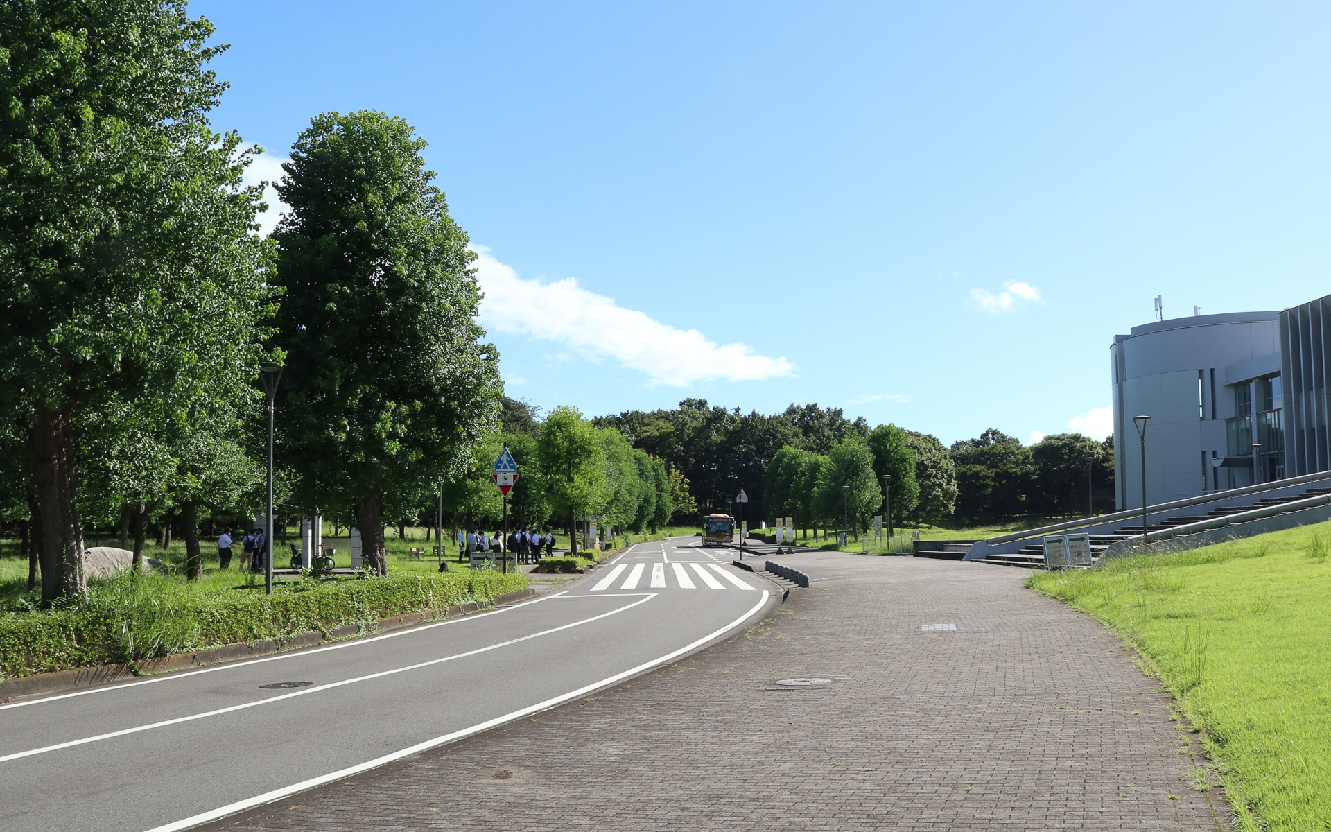 緑豊かなキャンパス内では樹木などの影響でGNSSを活用できない場面も多く、ターゲットラインペイントによるLiDARセンサーの自車位置補正も効果的に働く