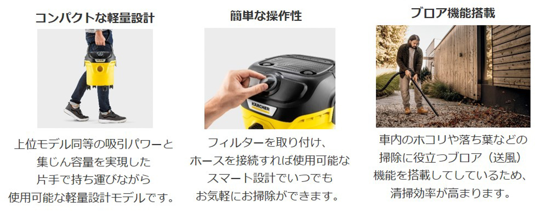 乾湿両用バキュームクリーナー「KWD 1」の特徴