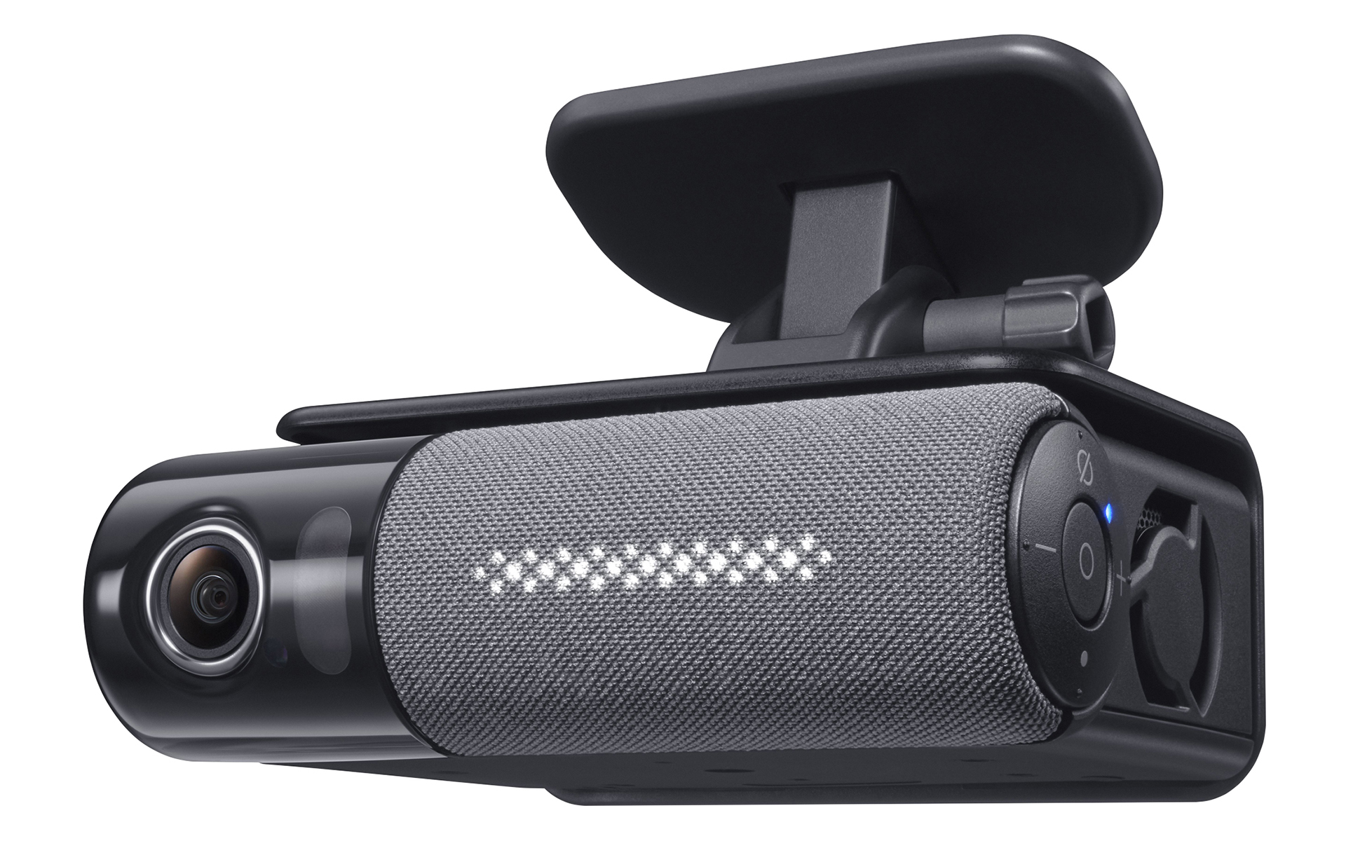 マイク、スピーカー、車内、後方用のカメラが付くリア側。車内、後方カメラは約200万画素/1920×1080P（フルHD画質）フレームレートは16.0fpsでLED信号機対応