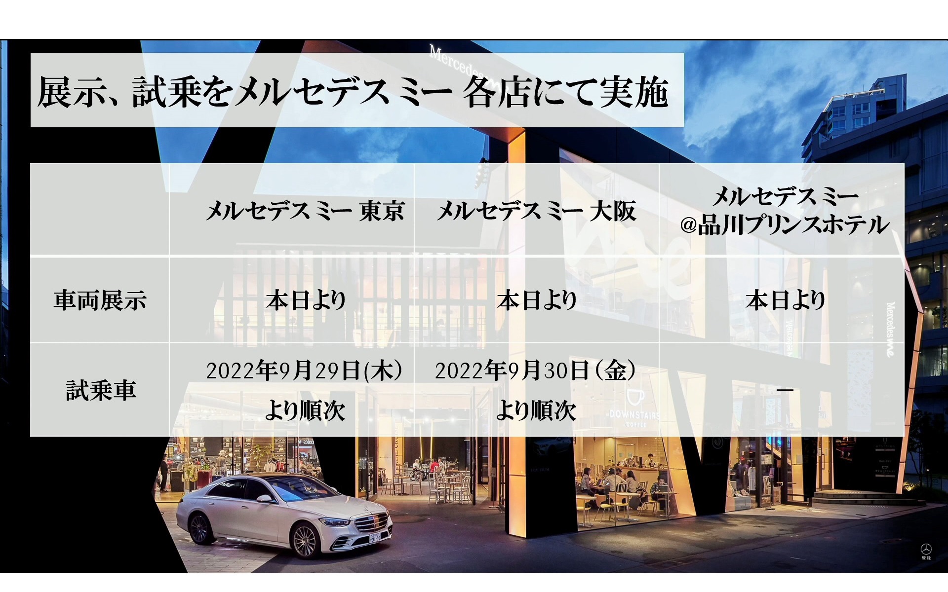 「EQS」と「EQE」の展示スケジュール