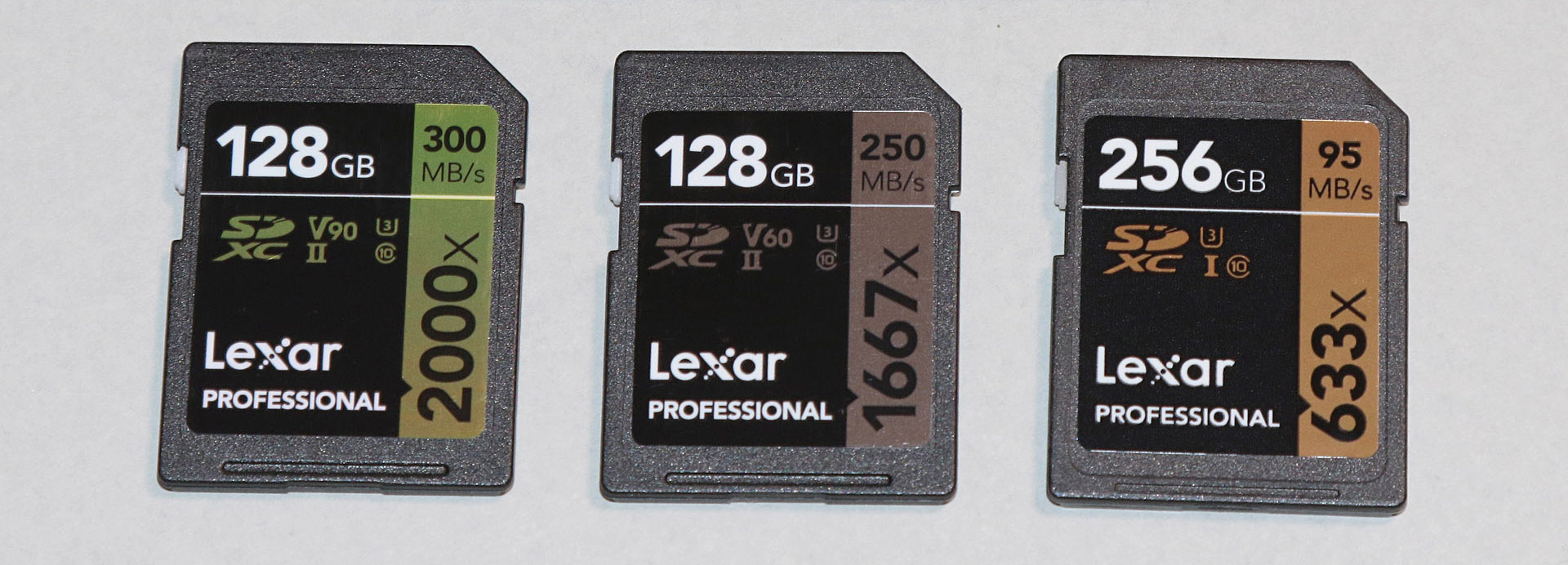 計測に使用した3種類のSDカード