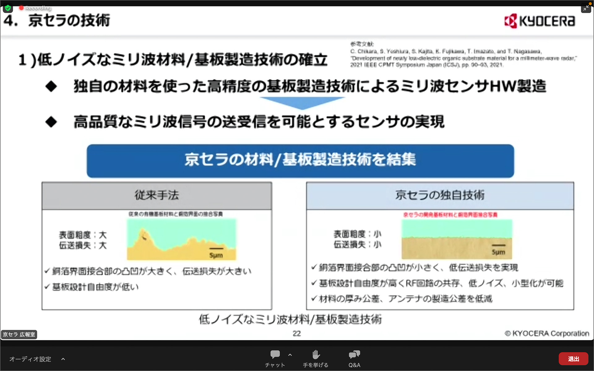 「非接触インテリジェントミリ波センシングシステム」に関連する京セラの技術の解説