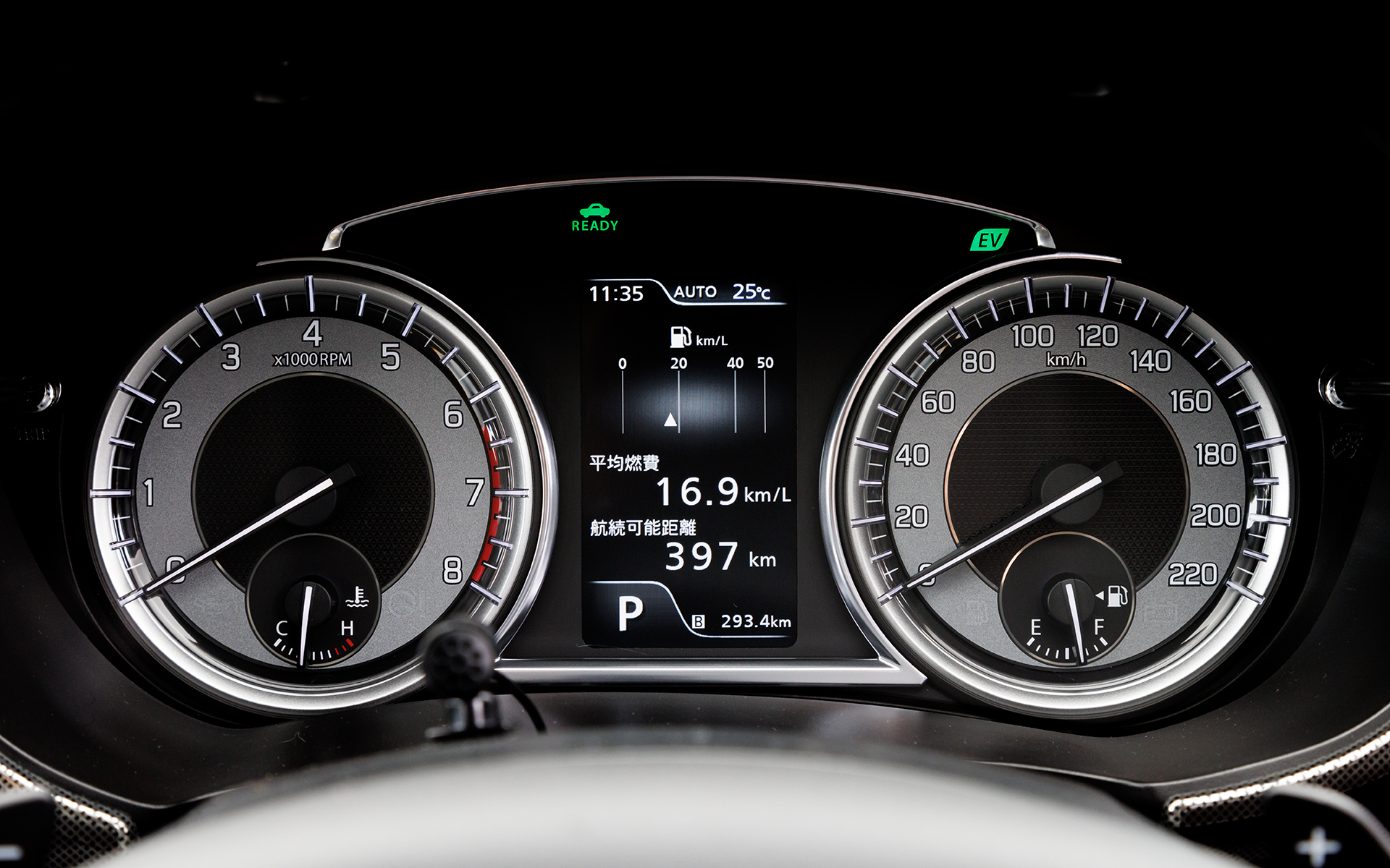 メーター中央には平均燃費などを表示できるマルチインフォメーションディスプレイを配置