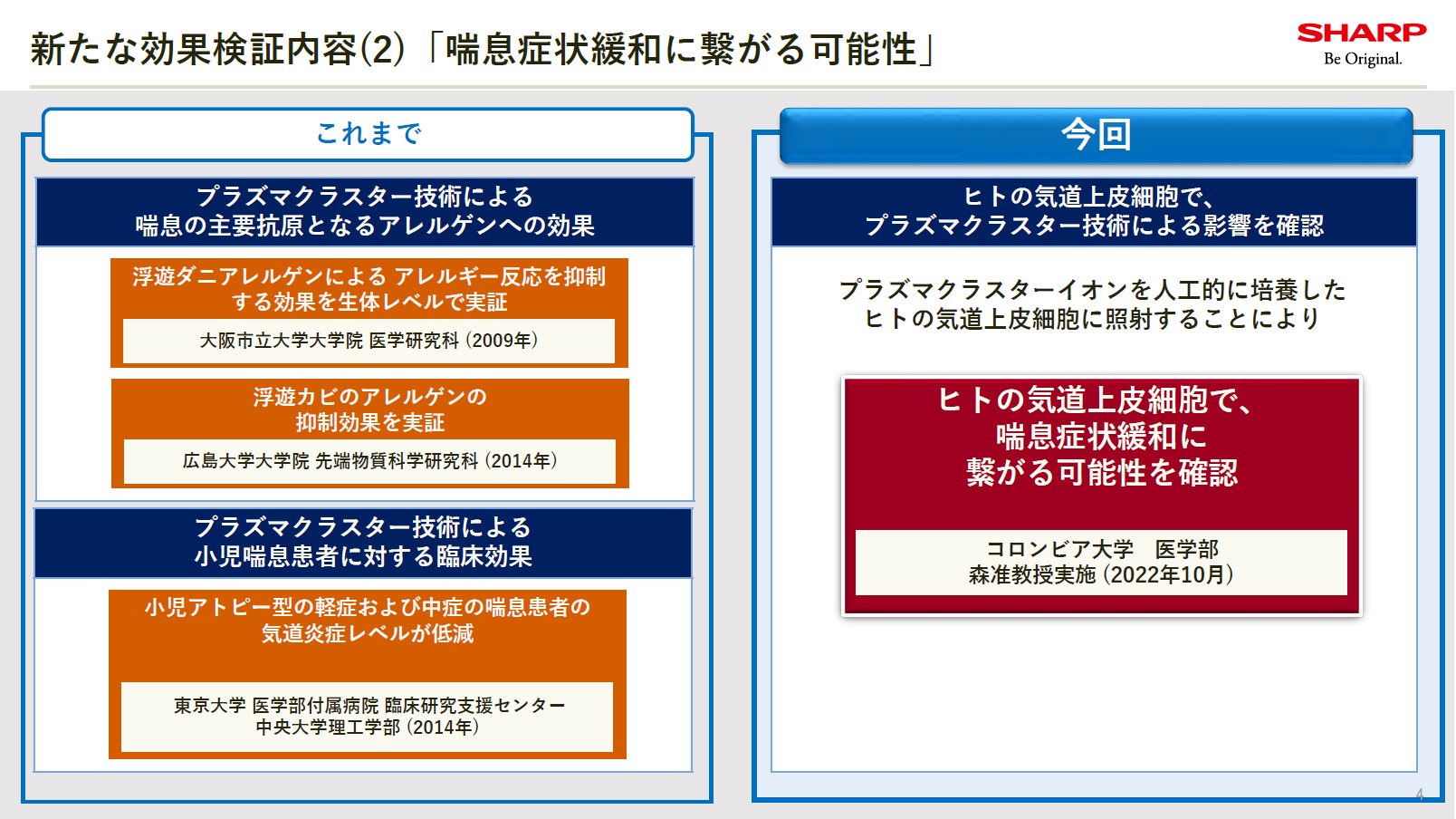 喘息などへの効果のこれまでと今回