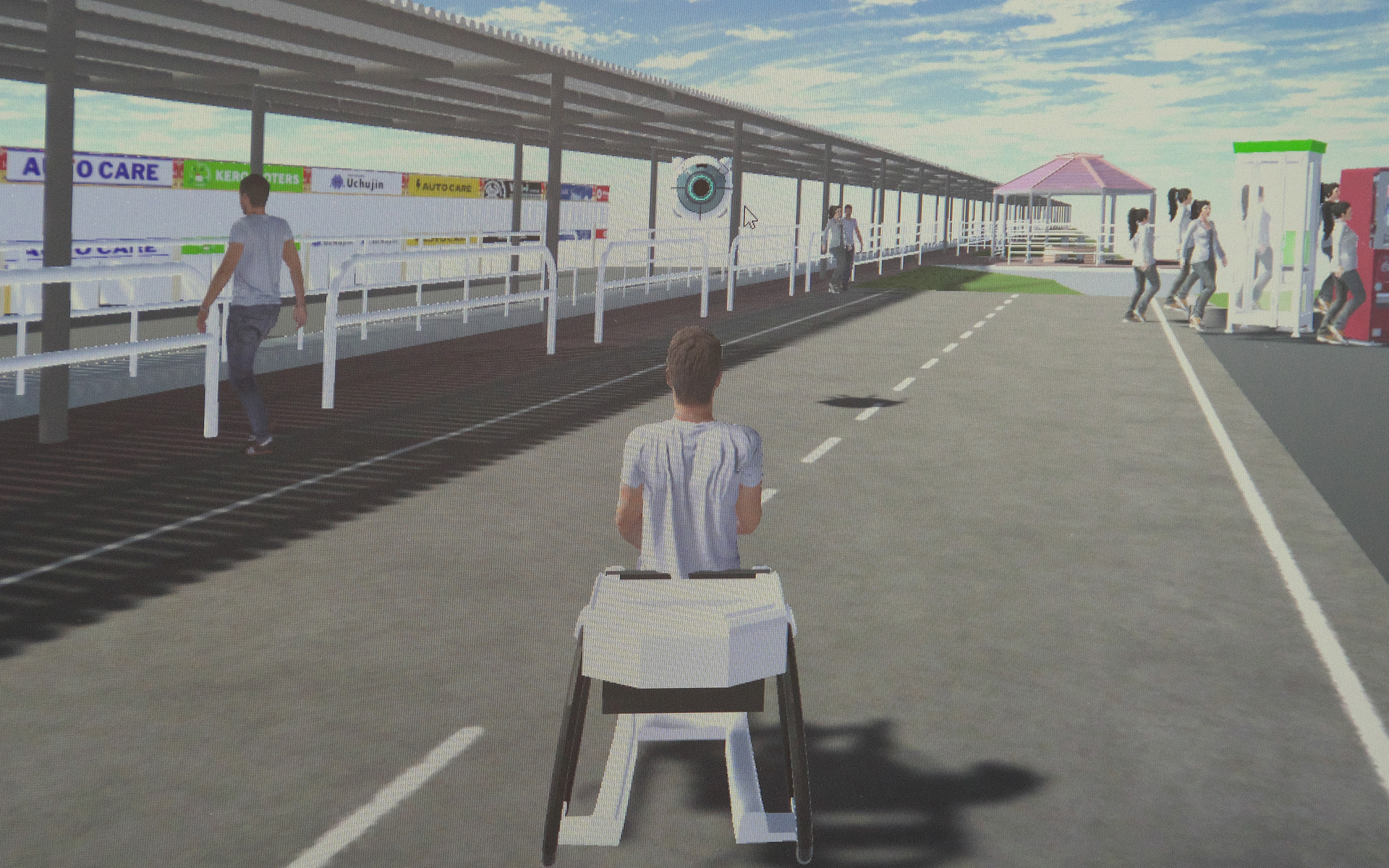 車いすでの移動画面。車いすの乗り越え高さも設定可能