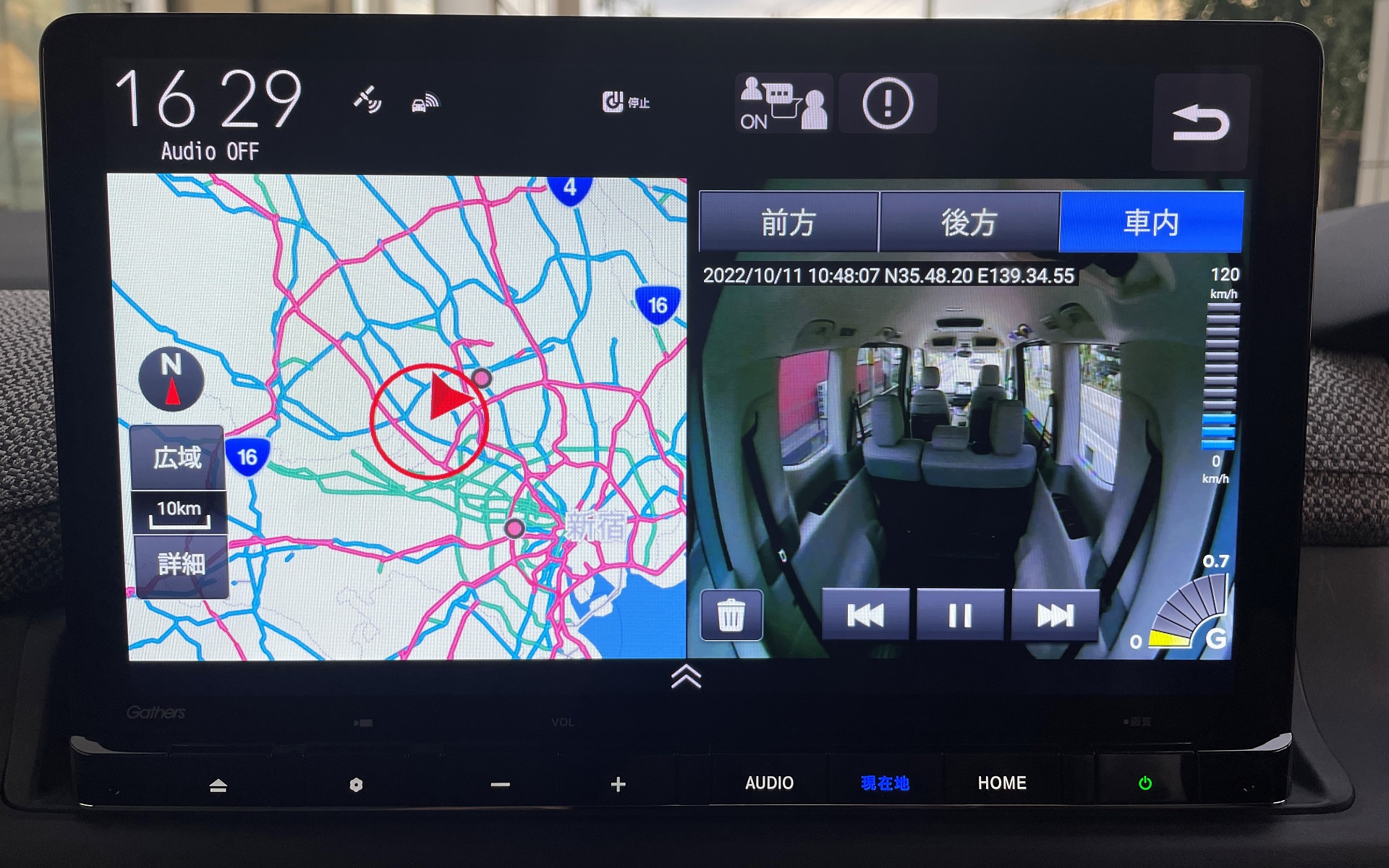 純正ナビ画面で録画映像や撮影場所を確認できる